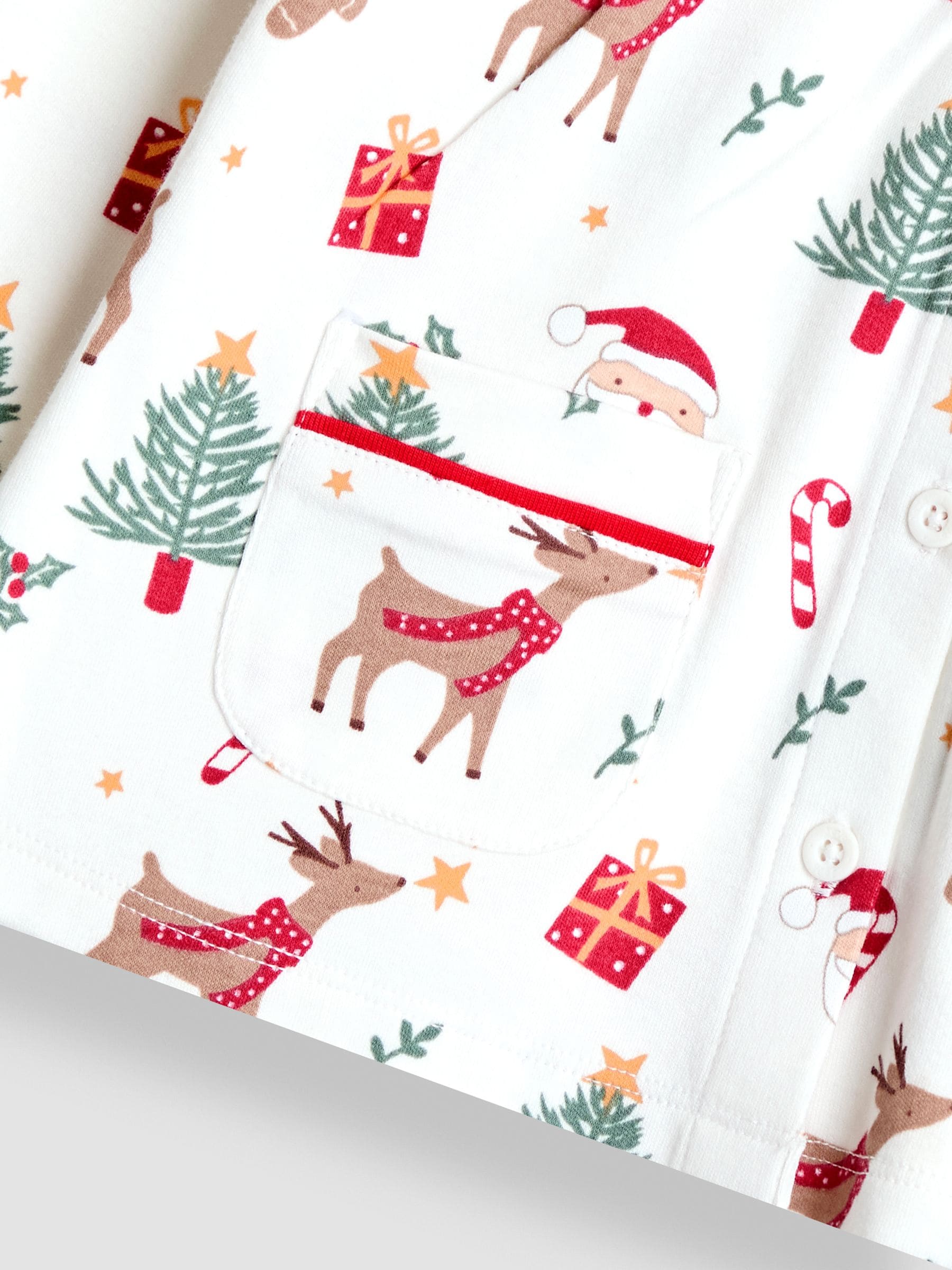 JoJo Maman Bébé Kerstmis Print Jersey Pyjama's met Mooie Kraag