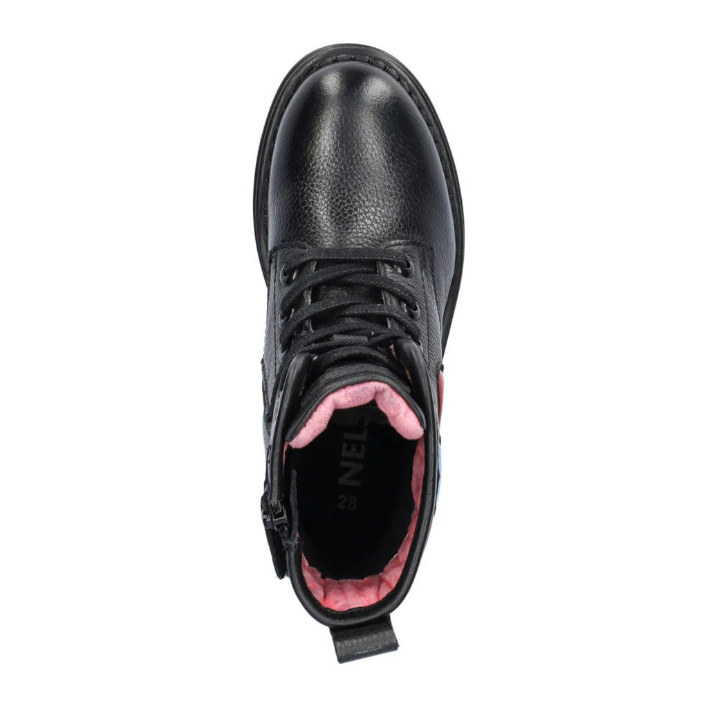 Nelson Kids leren veterboots zwart