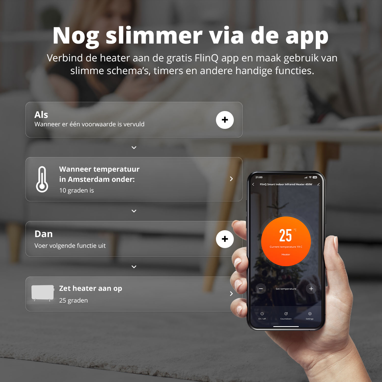FlinQ 450 watt Slimme Infrarood verwarming - wit
