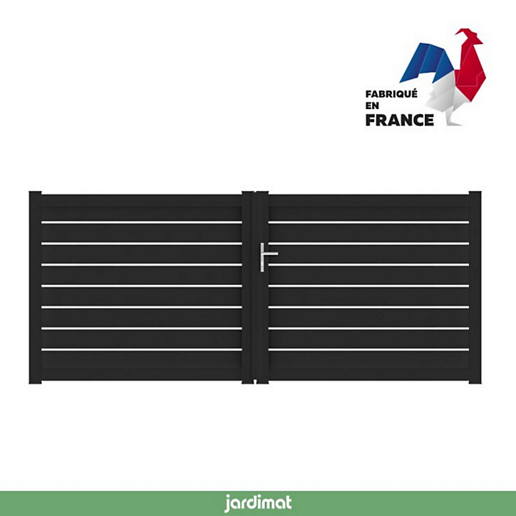 Portail Jardimat battant aluminium Pyla noir - 300 x h.154 cm