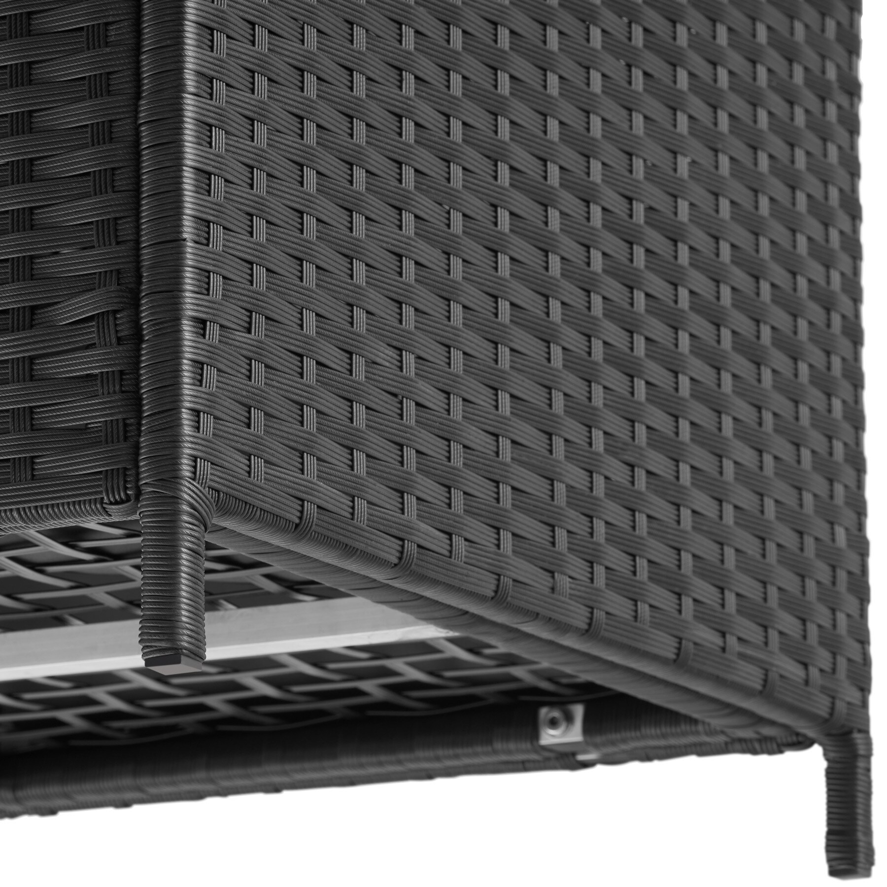 tectake® Auflagenbox, mit Aluminiumgestell und Rattangeflecht, komfortable Hubautomatik, 117 x 54 x 64 cm