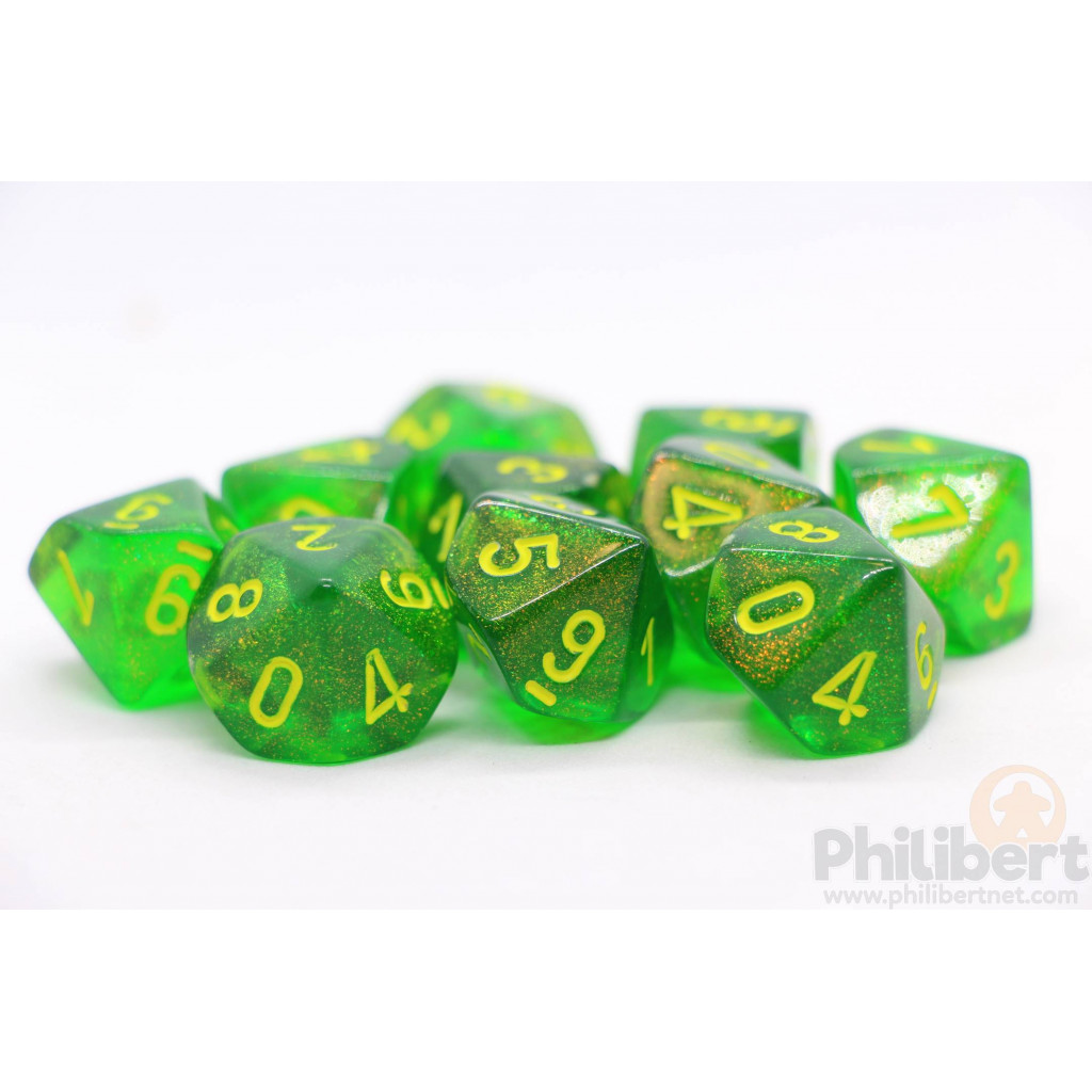 Set de 10 Dés 10 Faces Chessex : Borealis