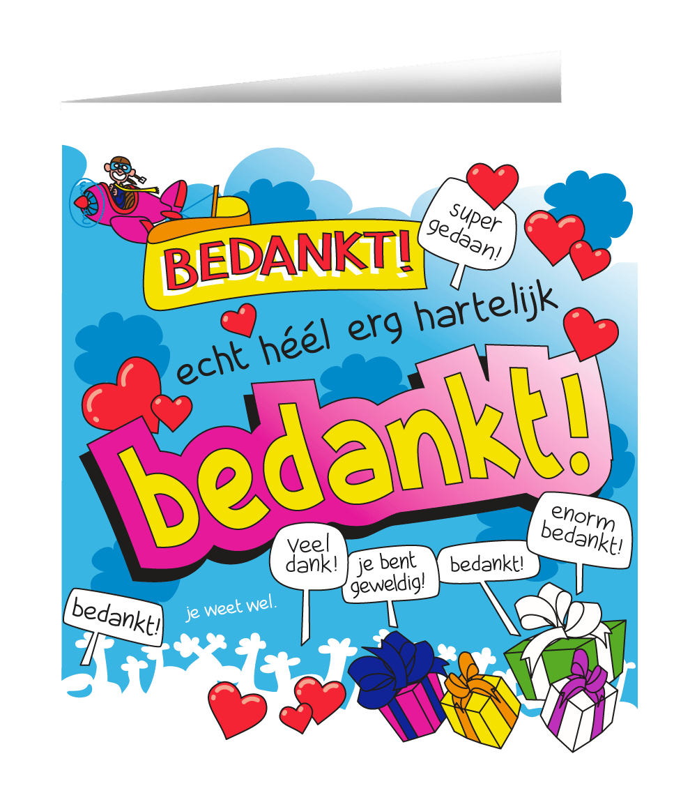 Wenskaart Bedankt 16,5cm