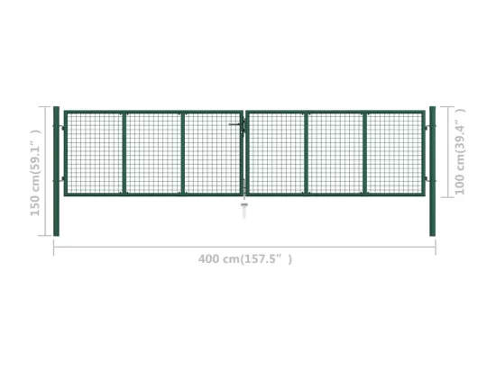 Portail en treillis de jardin Acier 400x100 Vert