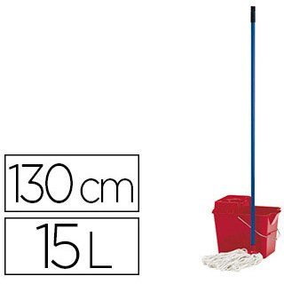 Ensemble balai espagnol complet seau 15l polypropylène essoreuse frange manche métallique