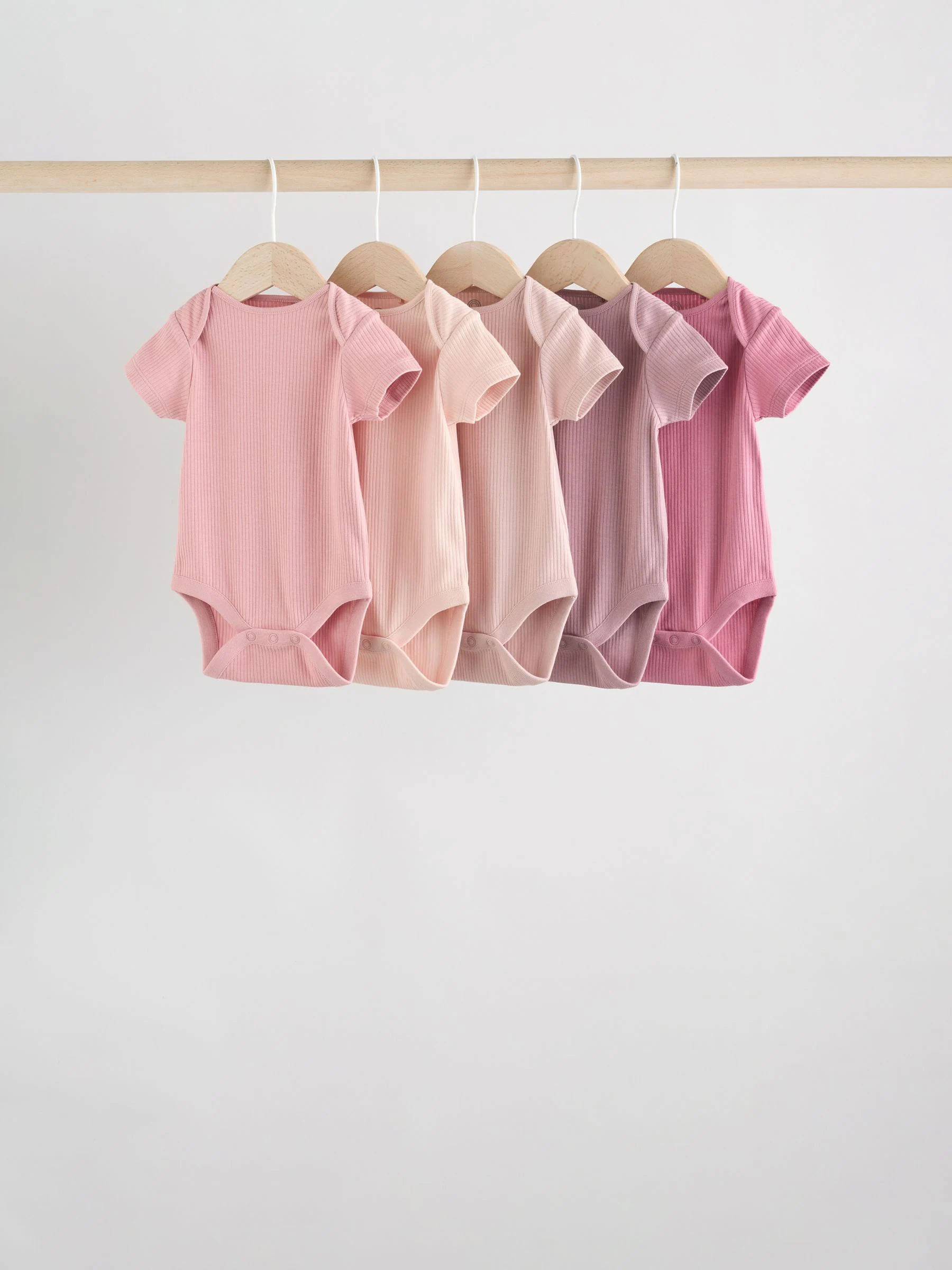 Roze - 5 Babyrompertjes met korte mouwen