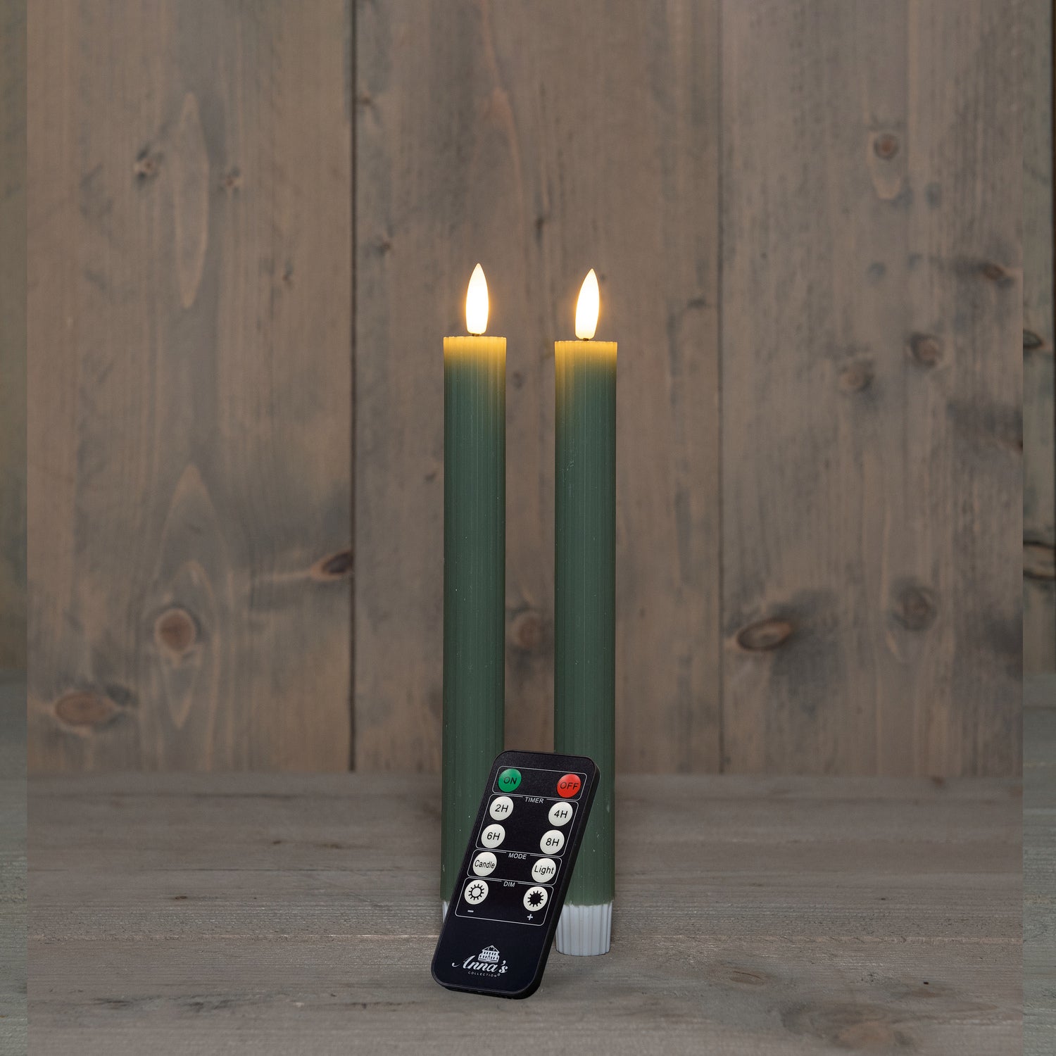 Anna's Collection LED dinerkaars Vito groen D 2 H 23 cm 2 stuks