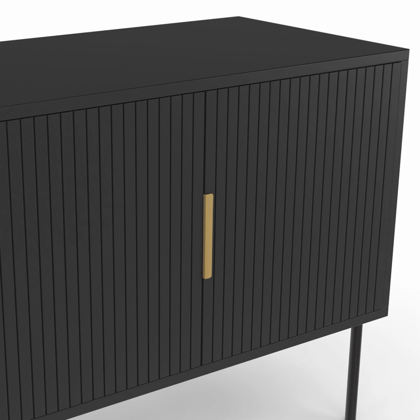 Buffet 110 cm MARCEL 3 portes lattes tasseau bois noir