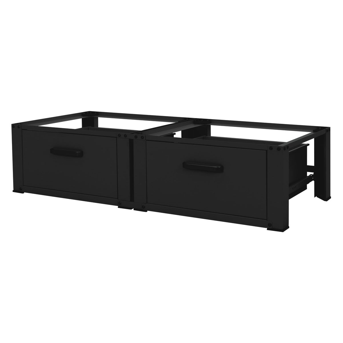 ML-Design Dubbele Wasmachine Onderstel met 2 Laden, Zwart, 128x53,5x31,5 cm, Wasmachine Onderstel 2-laags 2x150kg, Staal, Dubbele Onderstel Dubbele Voetstuk Plint Uitbreiding Droger Onderstel