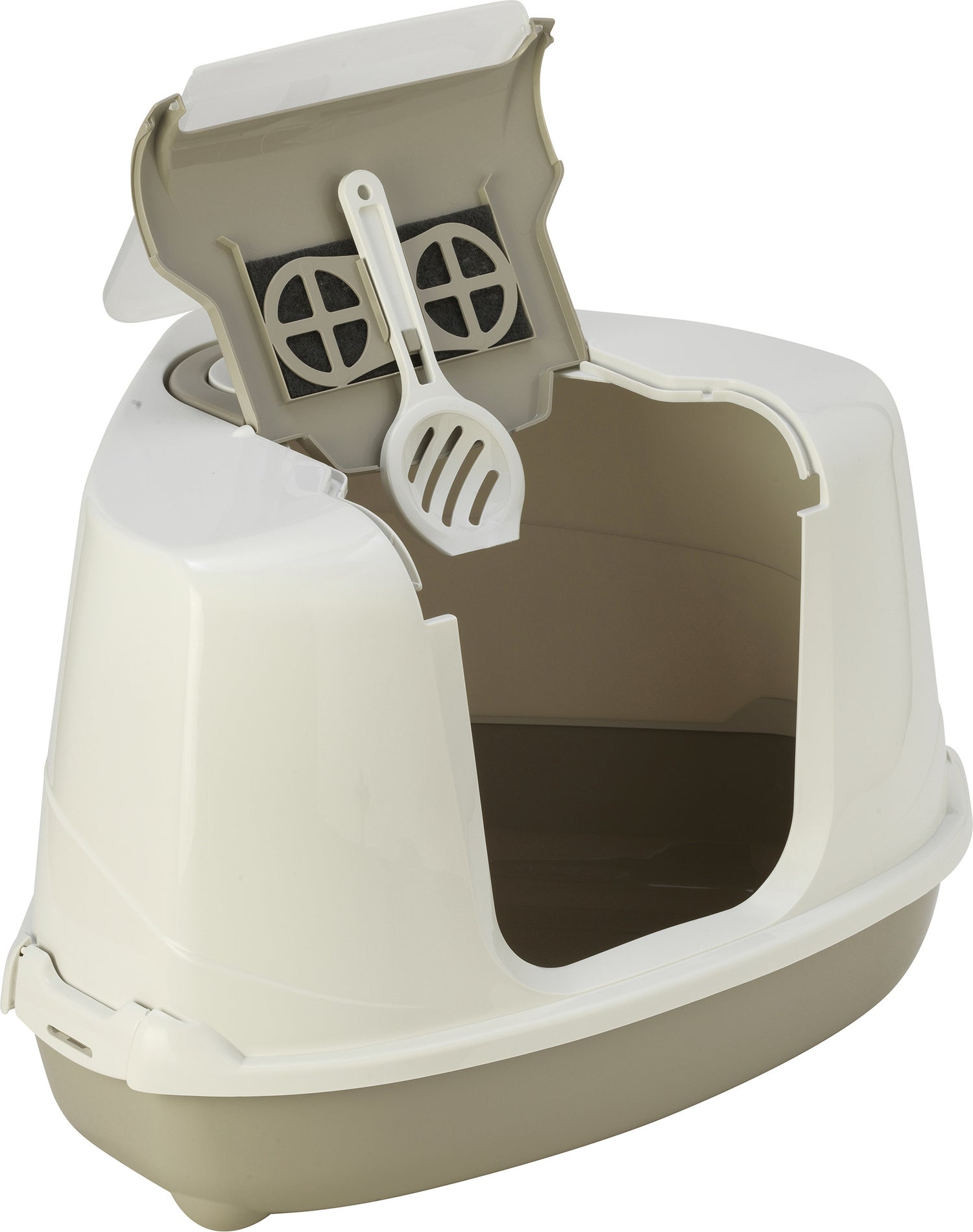 Moderna kattenbak Flip Corner grijs / wit 45,1 x 55,7 x 38,2 cm