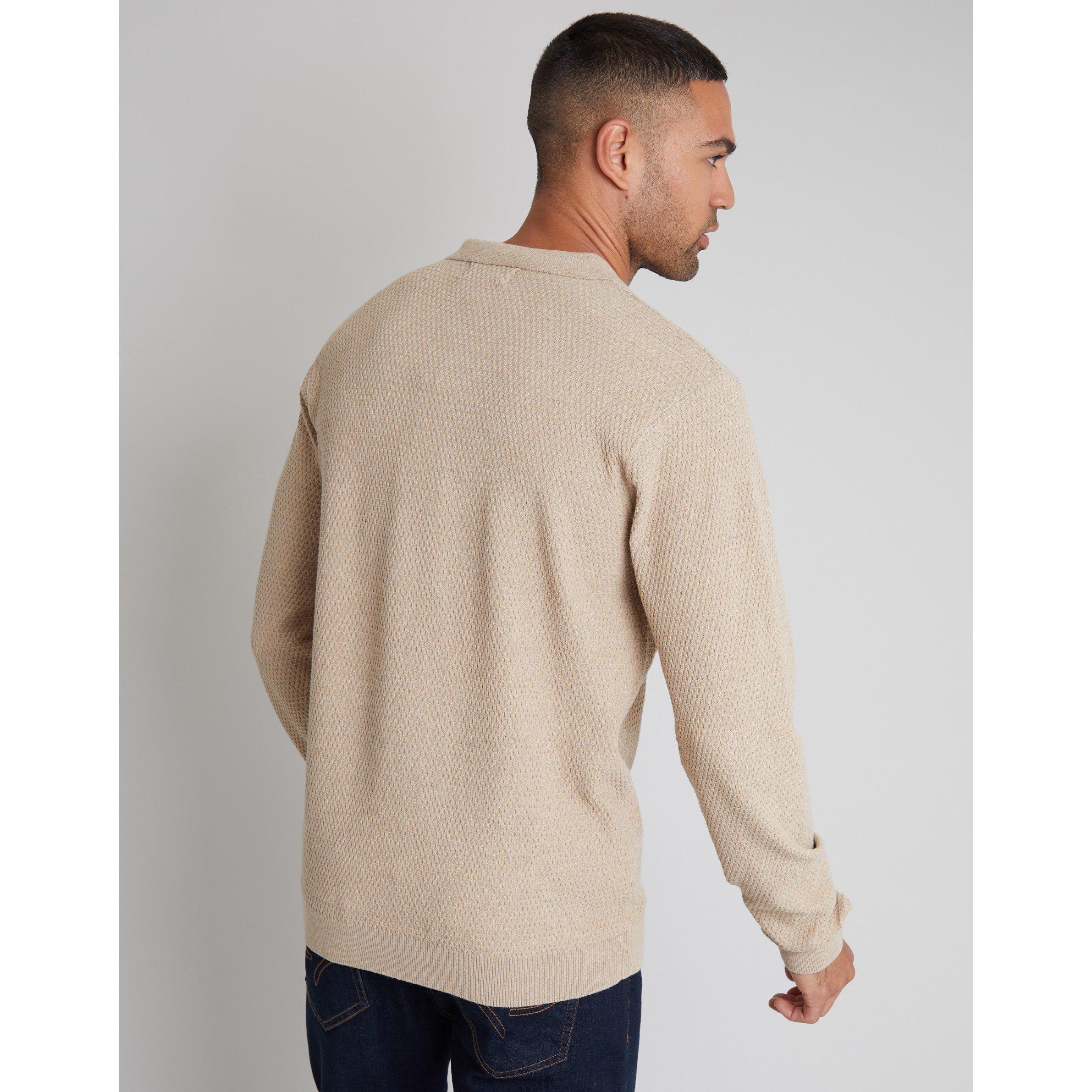 Threadbare TB Long Sleeve Knitted Polo Mens