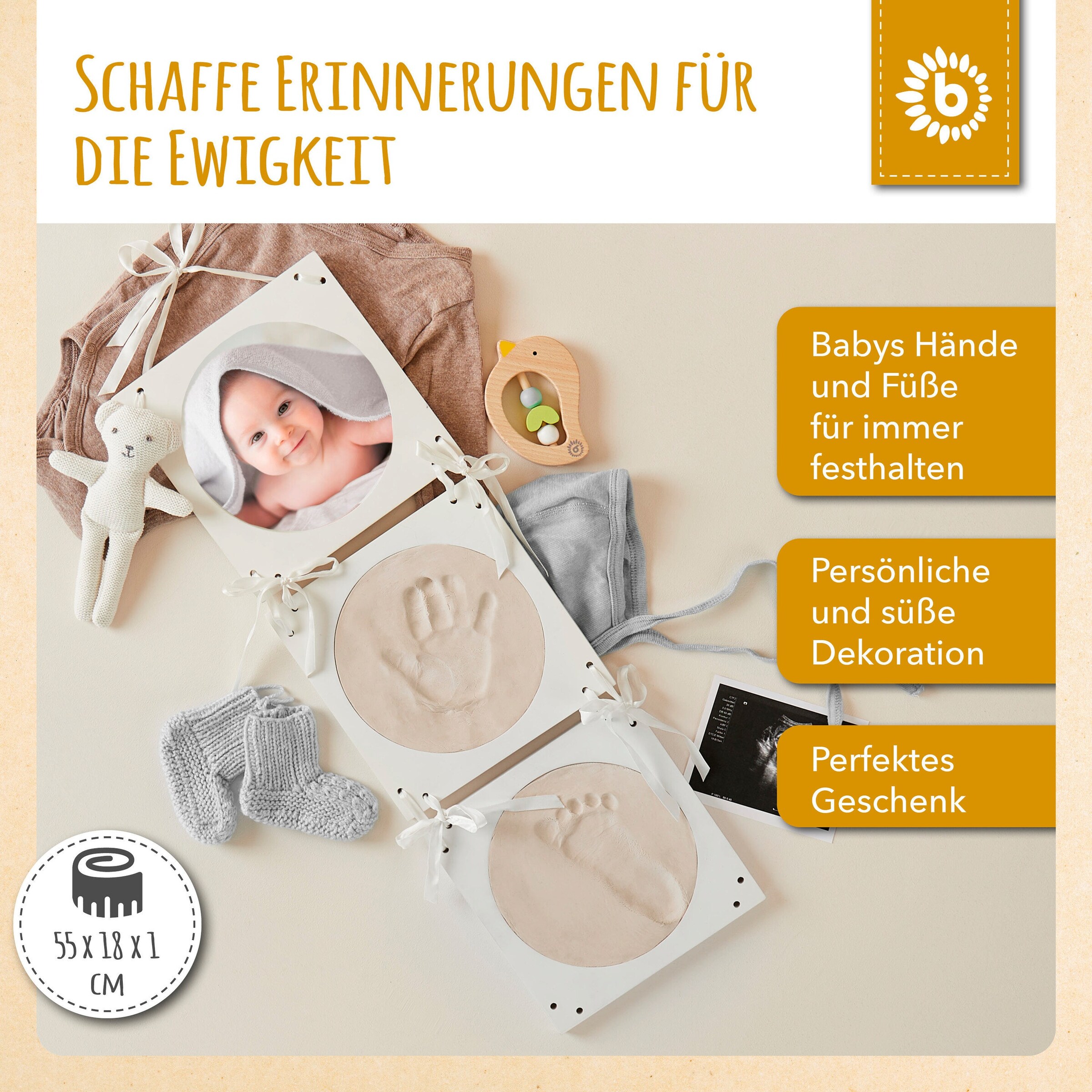 Bieco Abdruckbild Gipsabdruck Komplettset Weiß