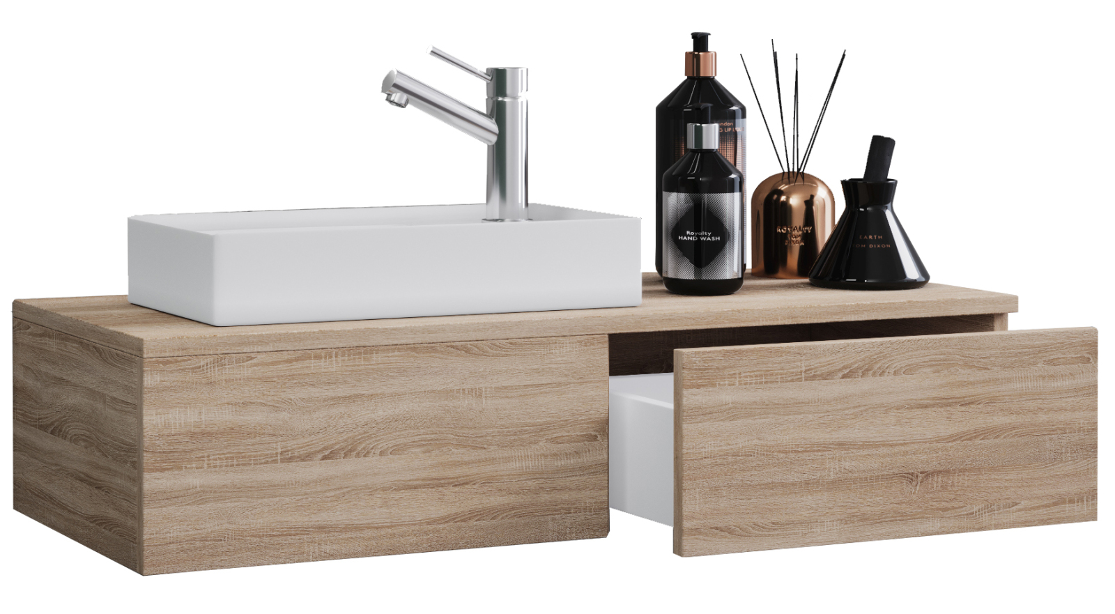 2-teiliges Waschbeckenset GUDAS - Sonoma Eiche -85 cm breit