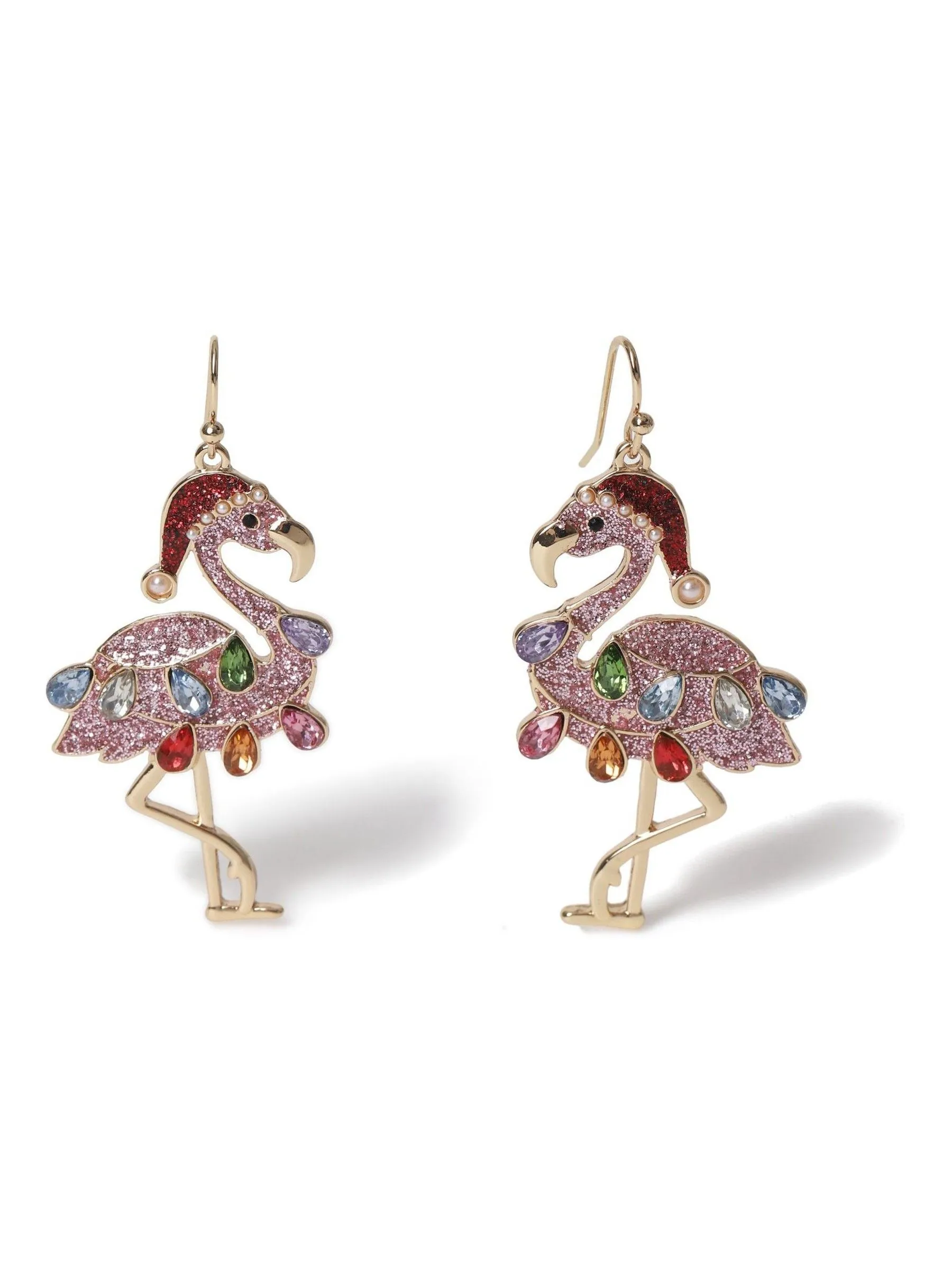 Aela Pink Christmas Flamingo Drop Earrings