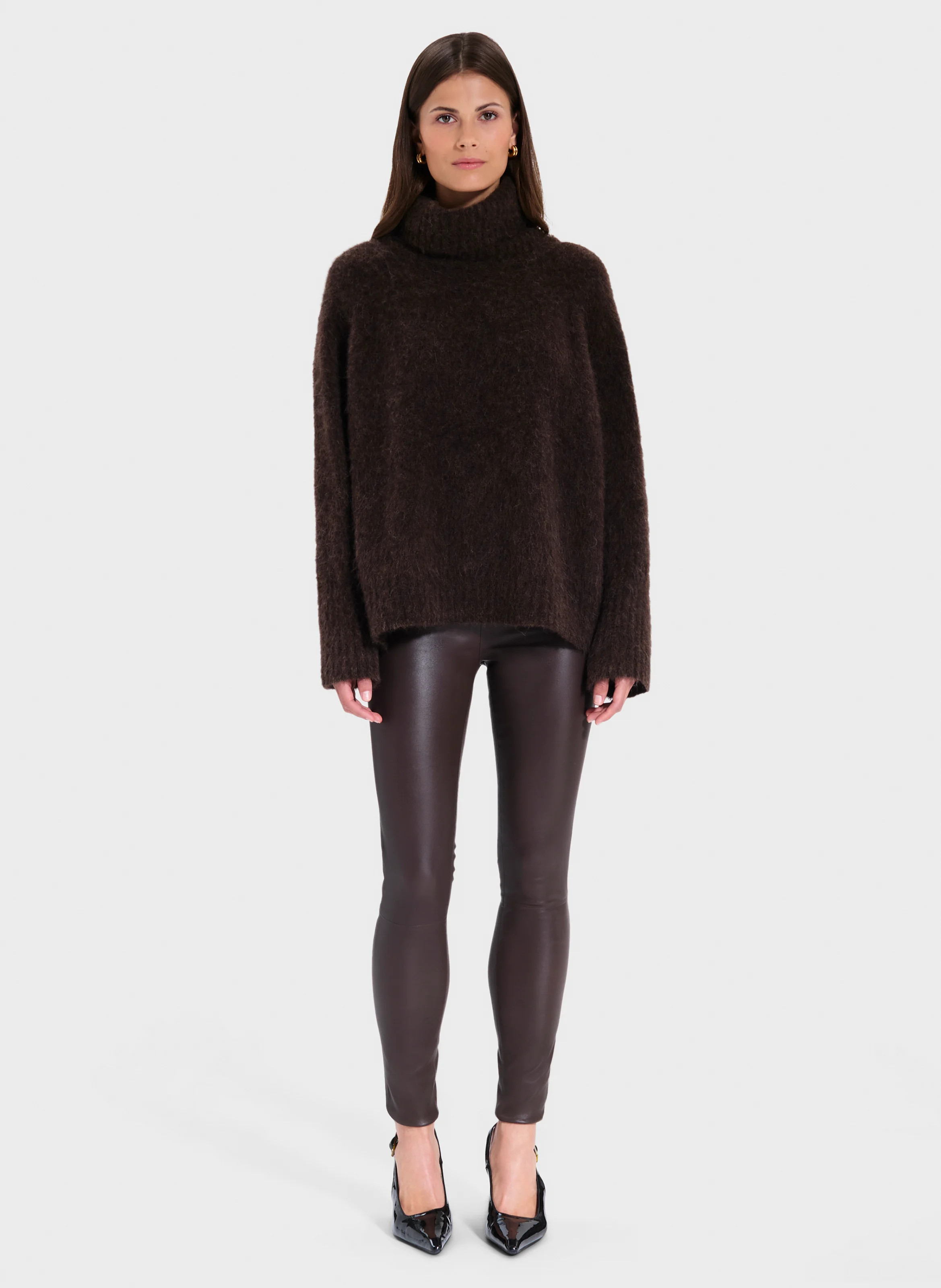 PIYA - Pantalon skinny en cuir | Marron