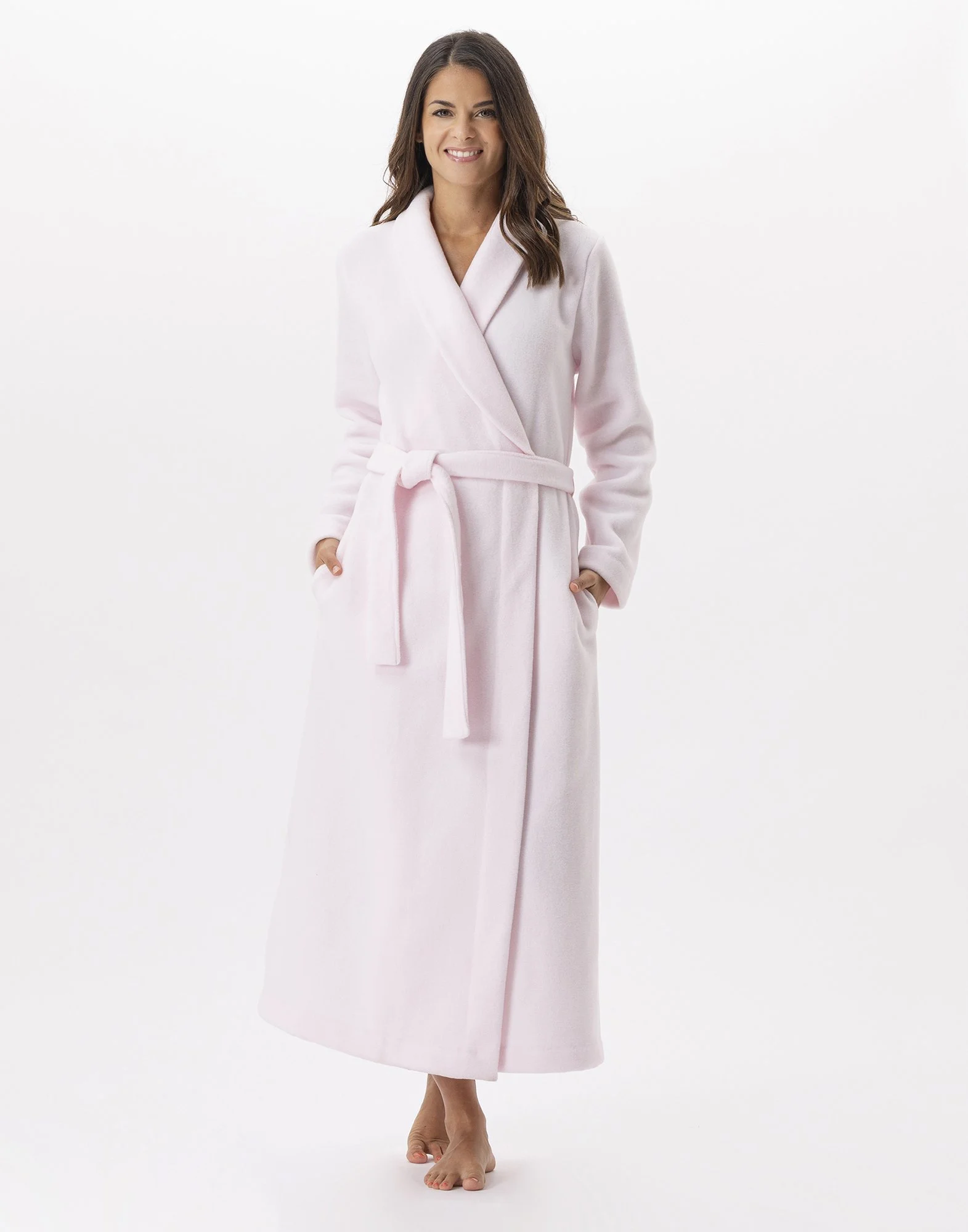 ESSENTIEL H62A - Peignoir long en polaire | Rose