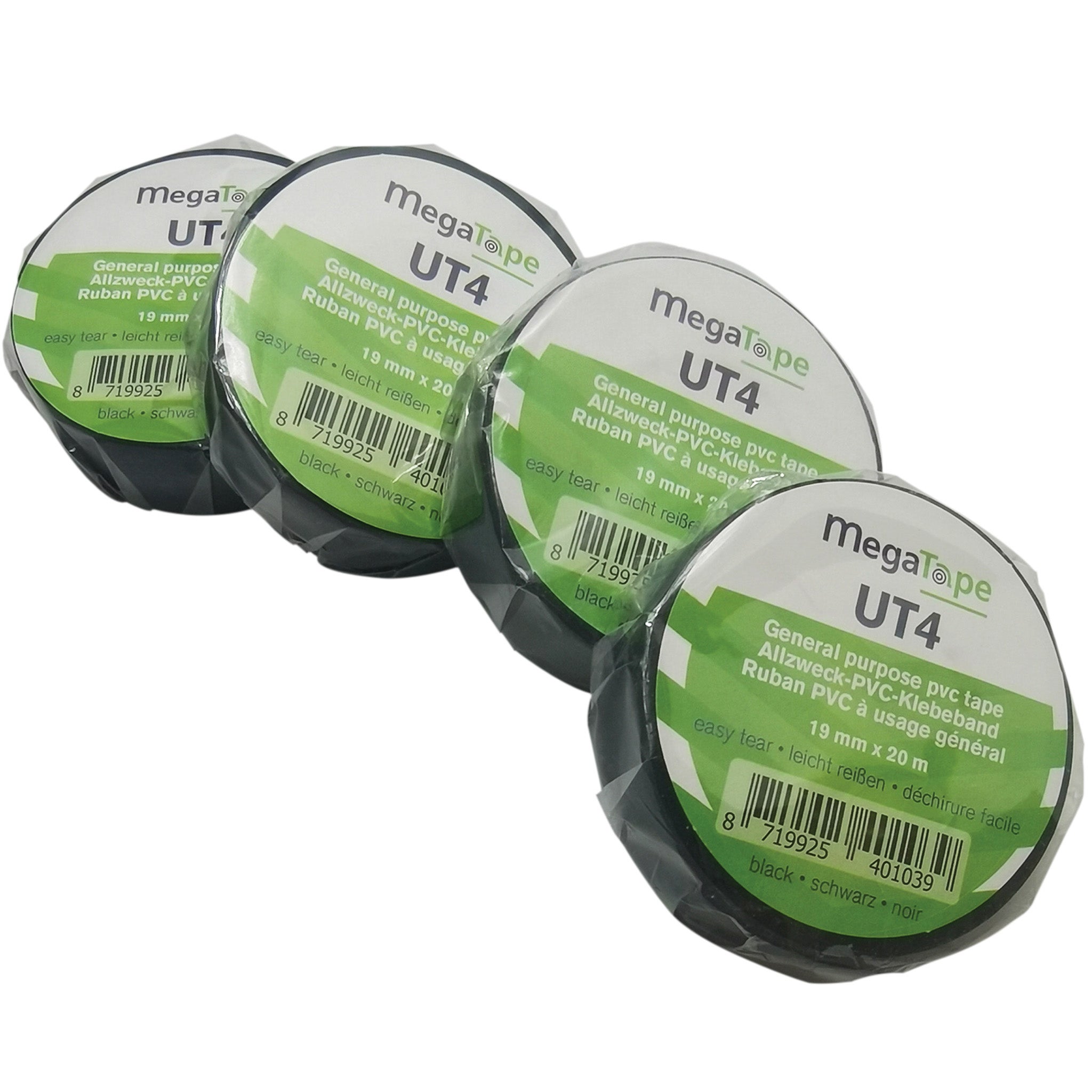 Showgear MegaTape UT4 PVC tape 19 mm x 20 m, zwart