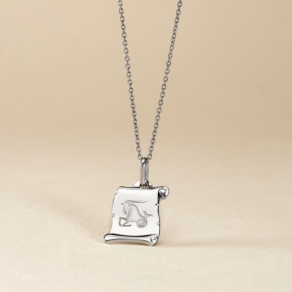 Pendentif Zodiaque Parchemin Argent Blanc