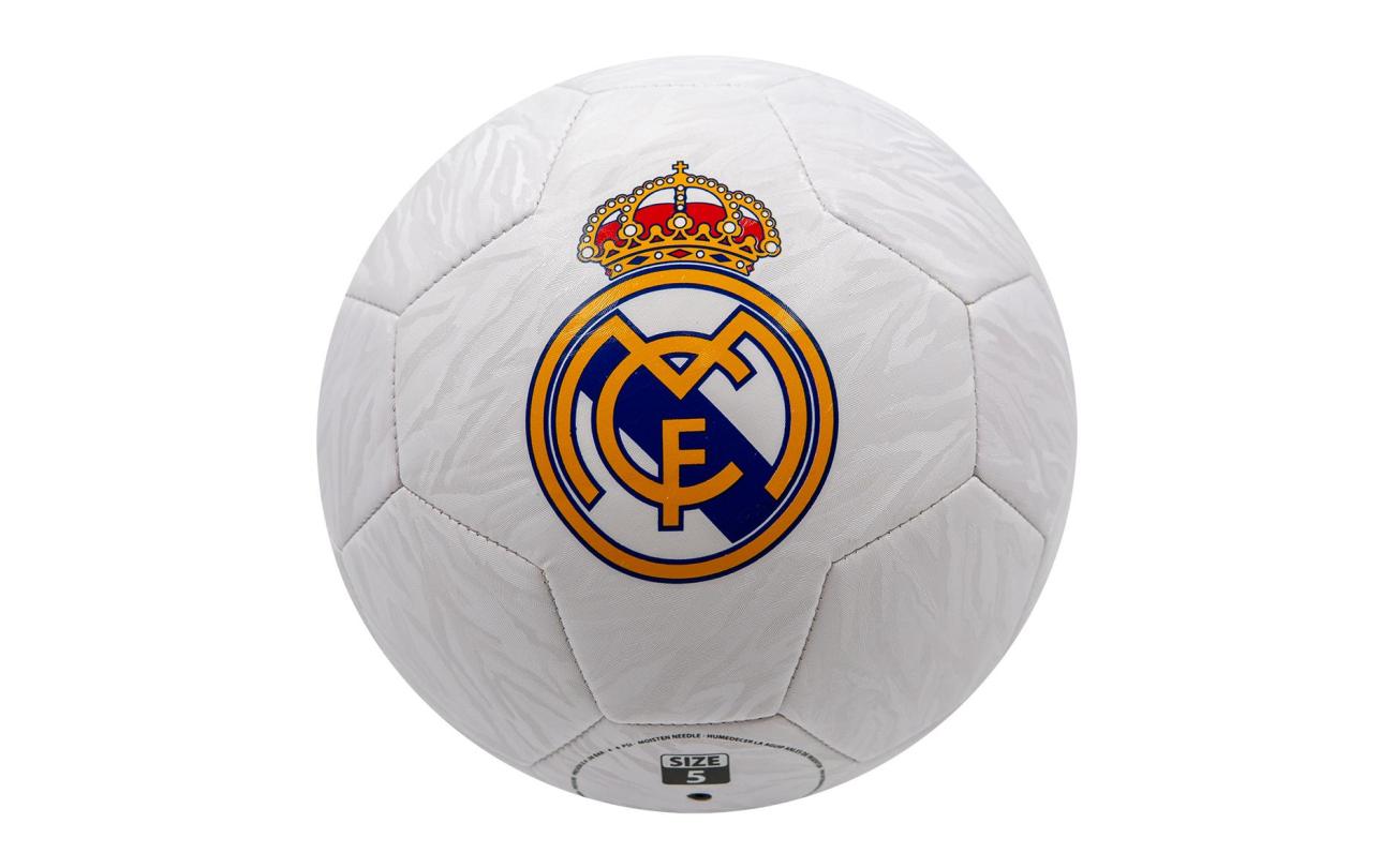Real Madrid bal logo's camo metallic white size 5
