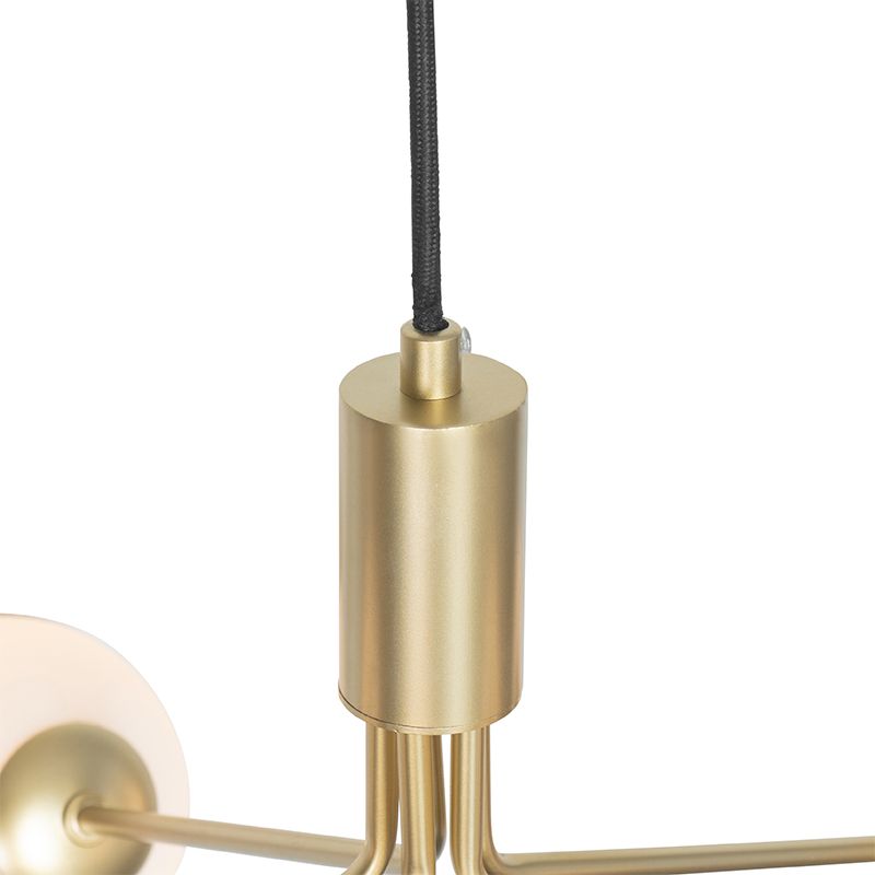 Art Deco hanglamp goud met opaal glas 5-lichts - Coby