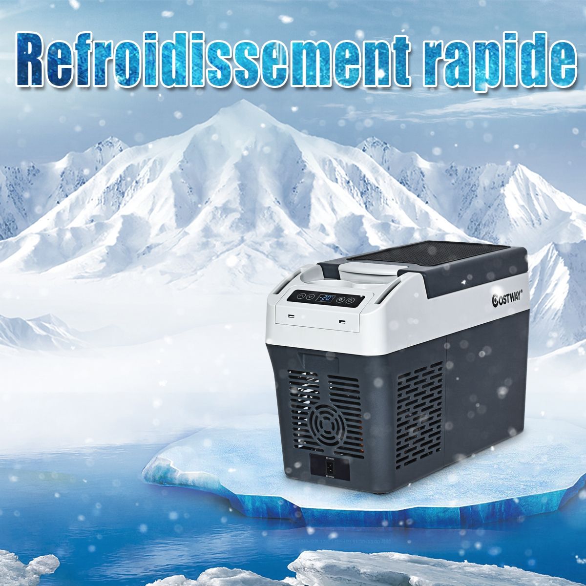 Réfrigérateur Congélateur de Voiture 12L Portable Compresseur -20°C à +10°C Ampoules LED  2 Porte-gobelets 23x53x36cm - Lidl-Manfred