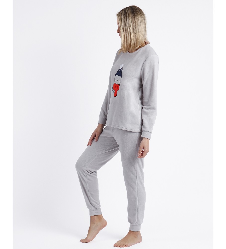Pijama Admas Warm Long Sleeve Morning Mouse cinza