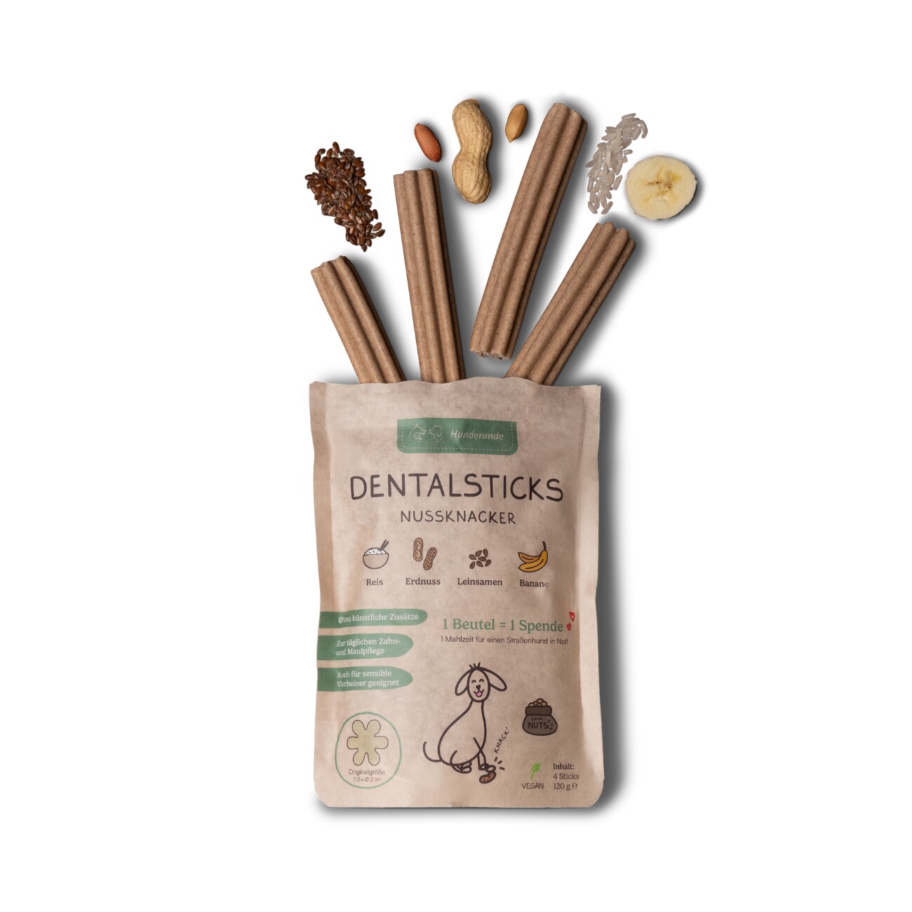 Hunderunde Nussknacker Dental Sticks – Für spielerische Zahnpflege 360 g