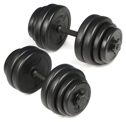 Banc de musculation inclinable   set d'haltères courts pliable réglable avec haltères 30 kg (2 x 15 kg) banc d'haltérophilie multifonction disques pour fitness 01_0000206