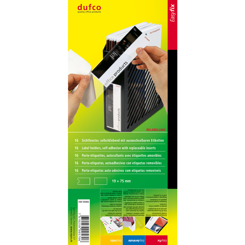 Dufco Sichtfenster Easyfix, selbstklebend, 19 x 75 mm, 16 Stück