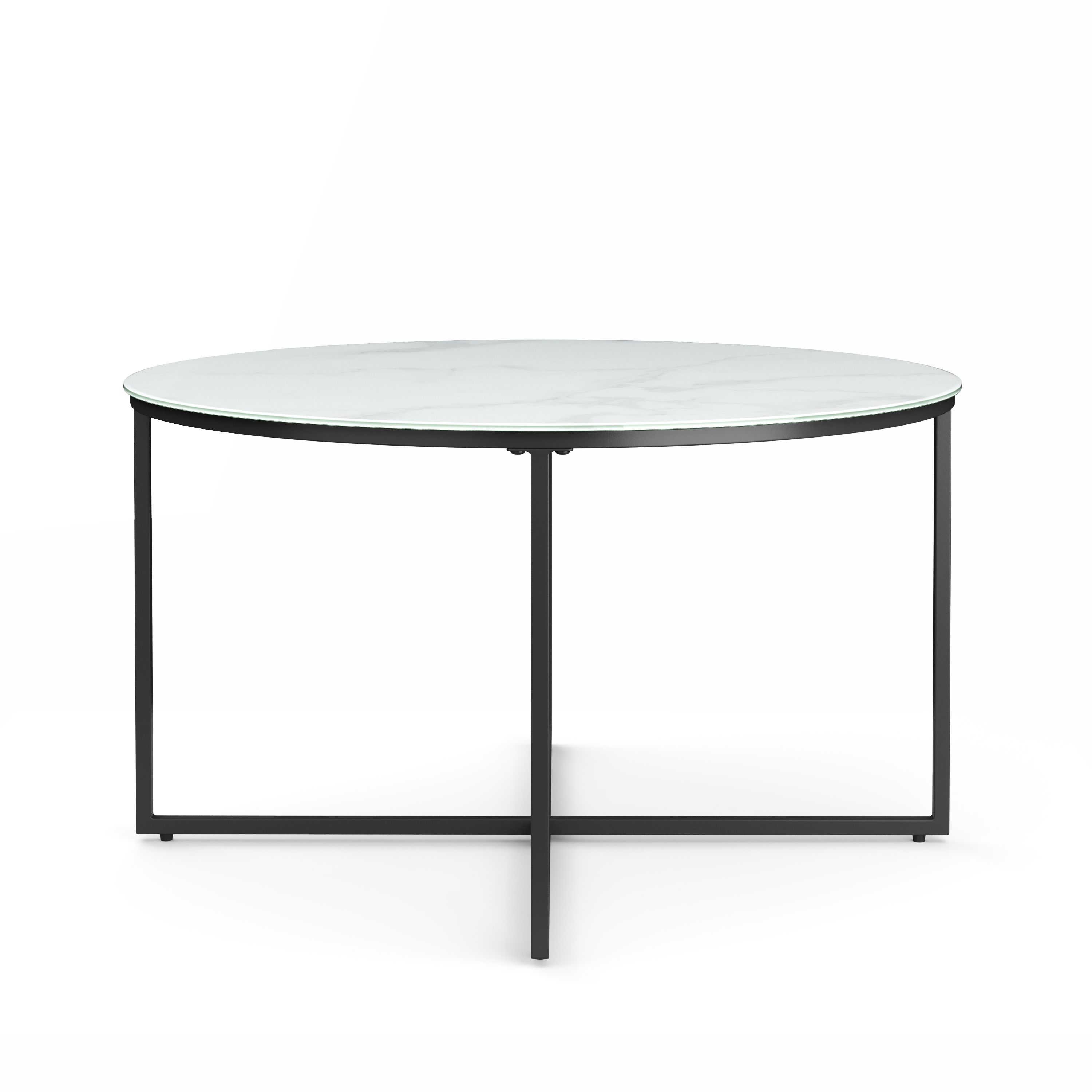 Beistelltisch Glas AMARA rund weiss/schwarz