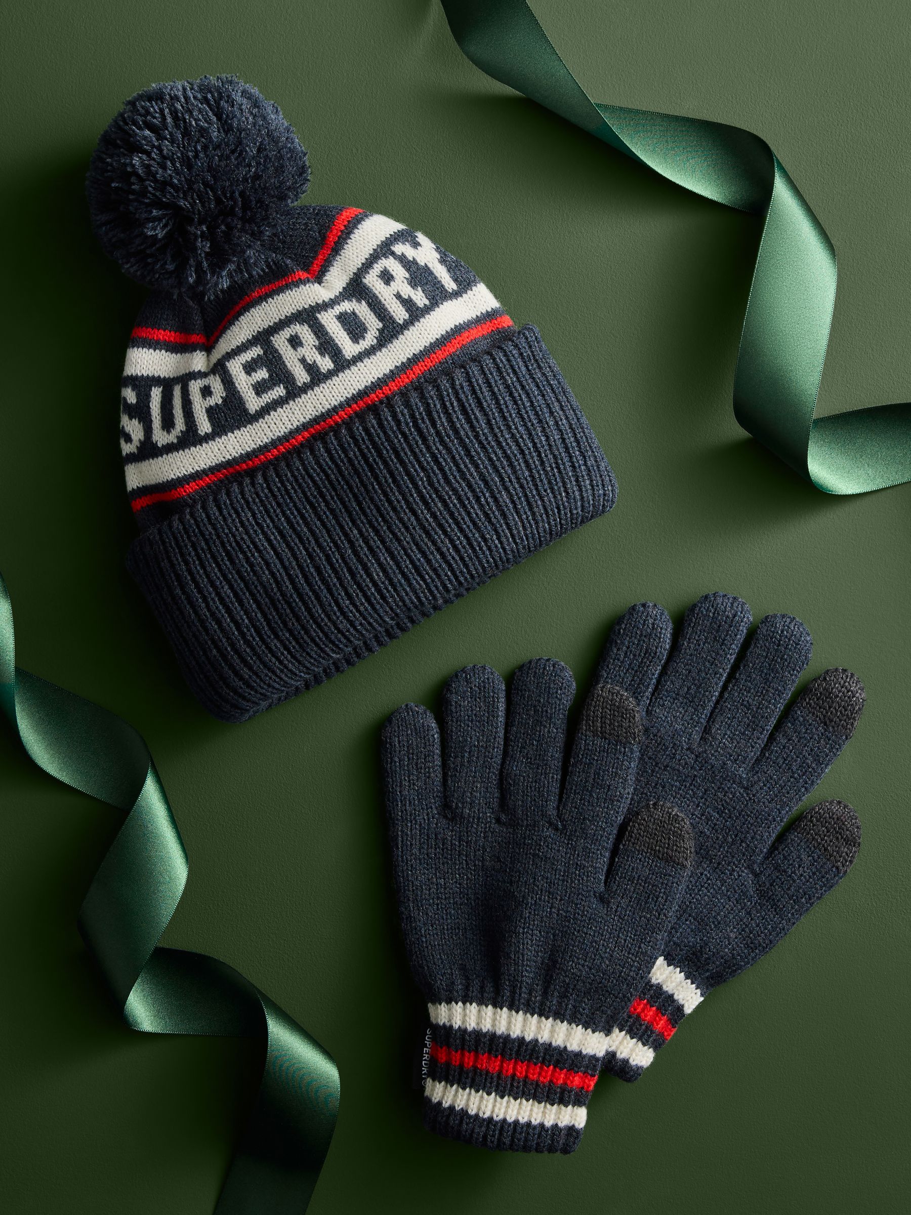 Superdry Pom Hat and Gloves Set