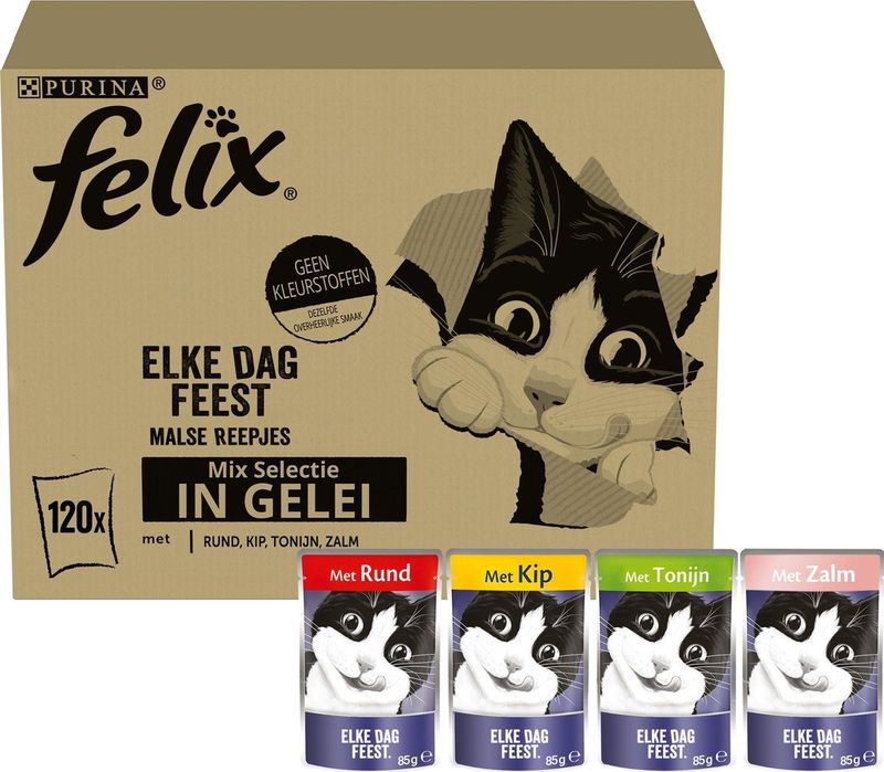 Felix - Voordeelpakket - Natvoer - Gelei - Mixpakket 120 x 85 g