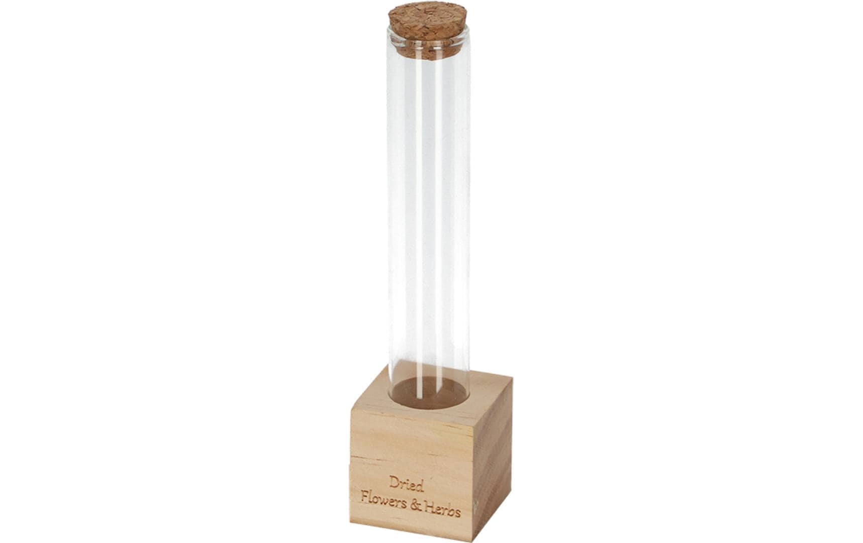 Vase Reagenzglas S 16.5 cm, Nature/TransparentReagenzglas mit Holzsockel