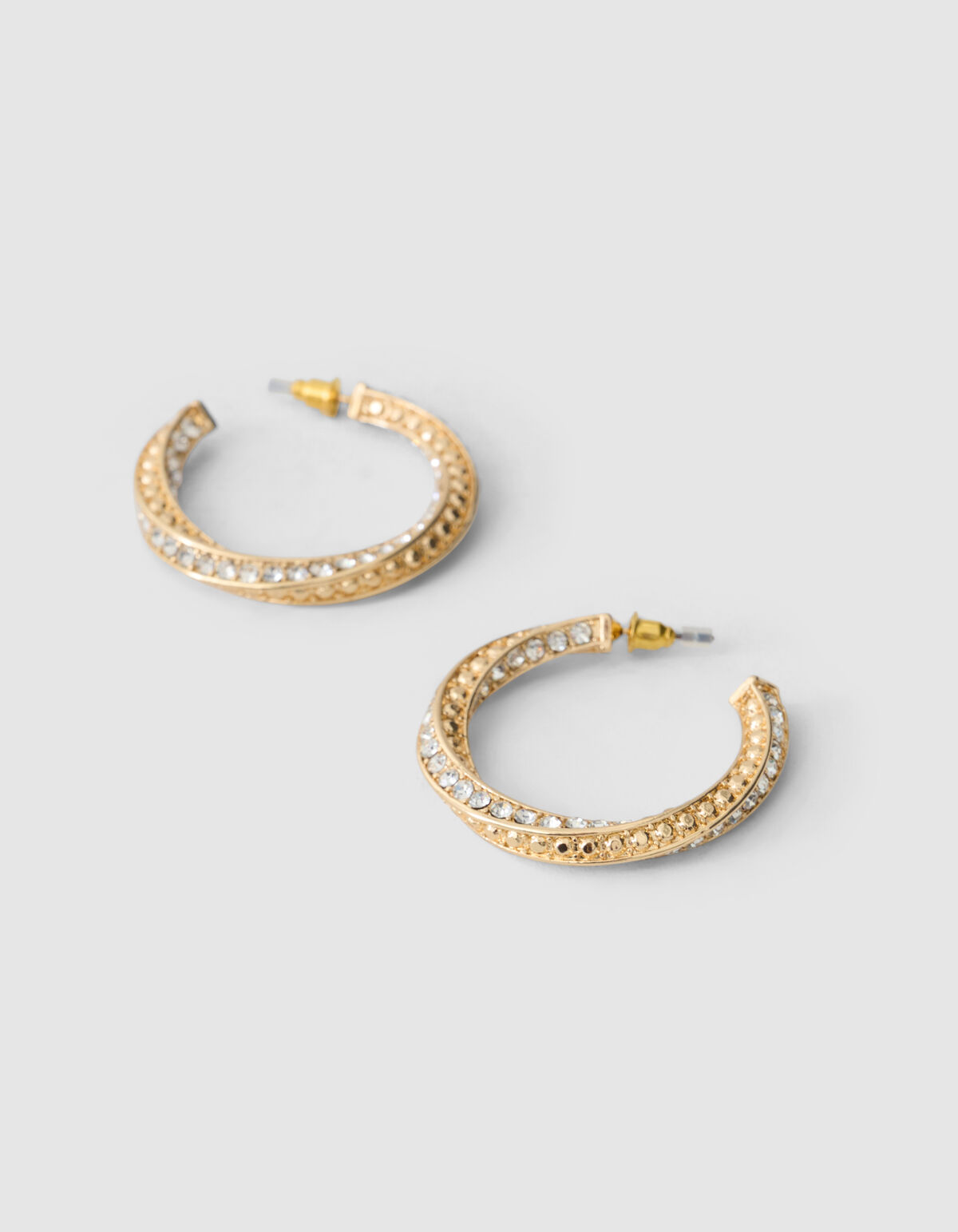 Twisted Strass Oorbellen Goud