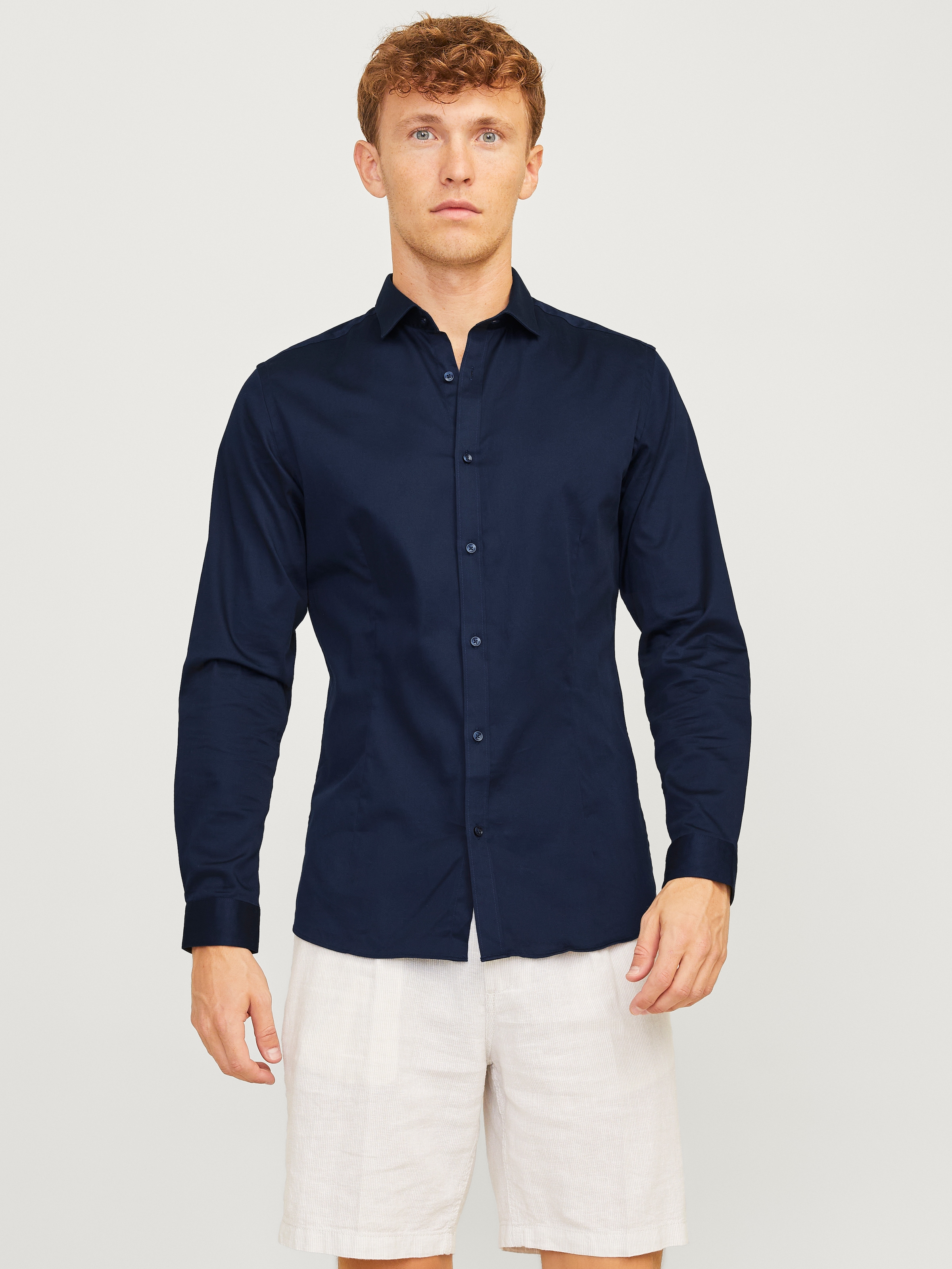 Jack & Jones Businesshemd »JJPRPARMA in Skinny Fit, Stretchanteil und verstellbaren Manschetten«, sehr schmal, Web, Baumwollmischung