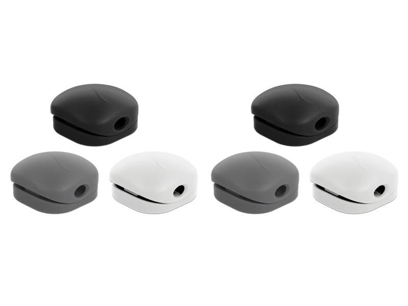 Delock Kabel-Clip 5 mm, 3x2 Stück, weiss, grau, schwarz Delock Kabel Clip Set 6 Stück