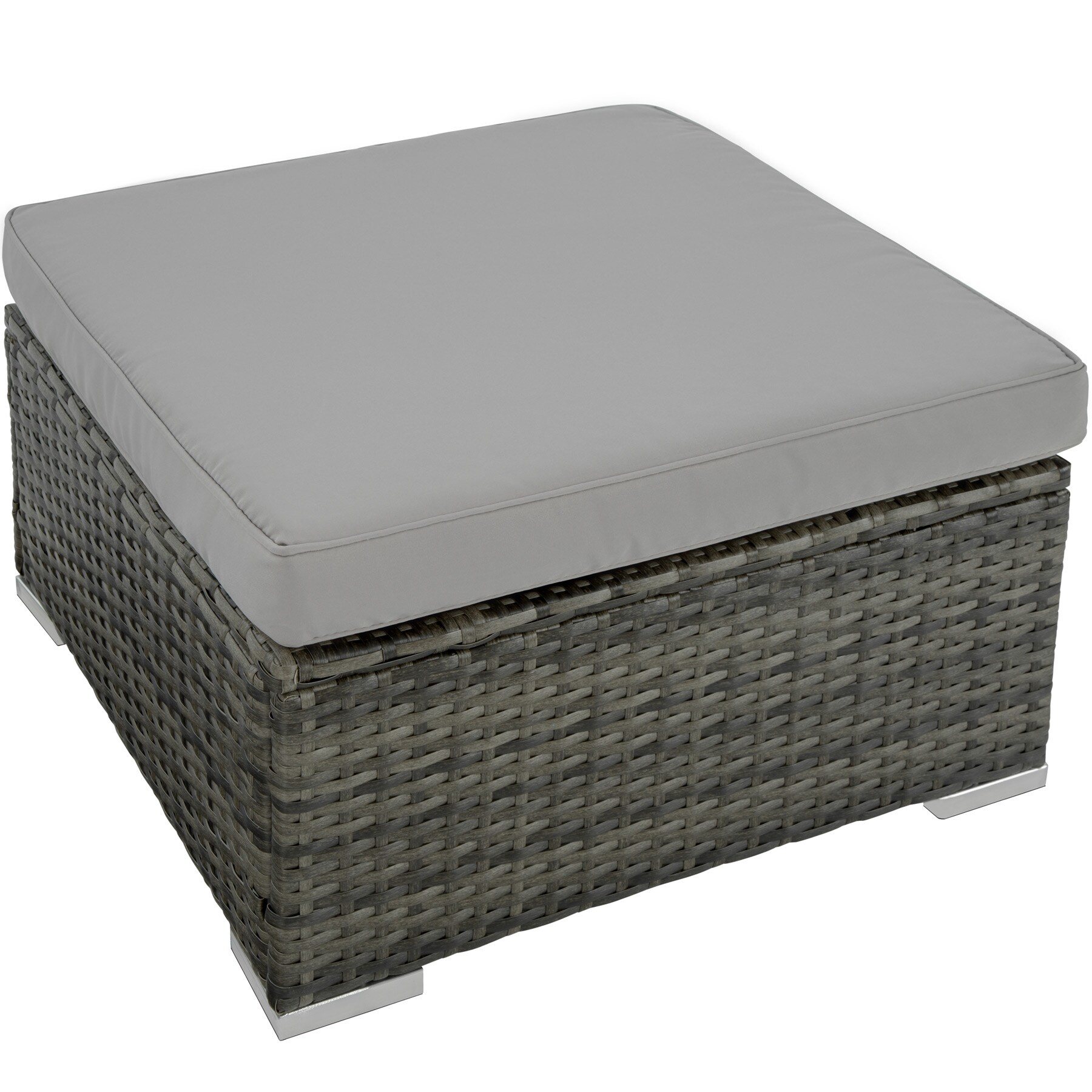 tectake® Rattan Lounge, für 6 bis 7 Personen, UV-beständig, mit Sicherheitsglasplatte