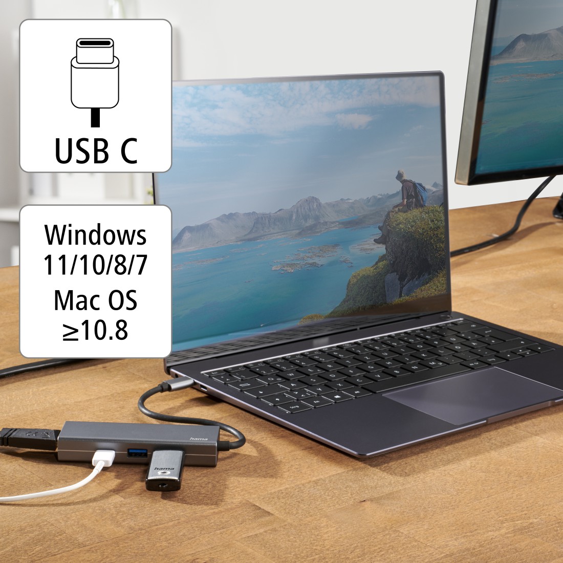 MULTIADAPTADOR HAMA 00200107 USB-C 4 PORTAS