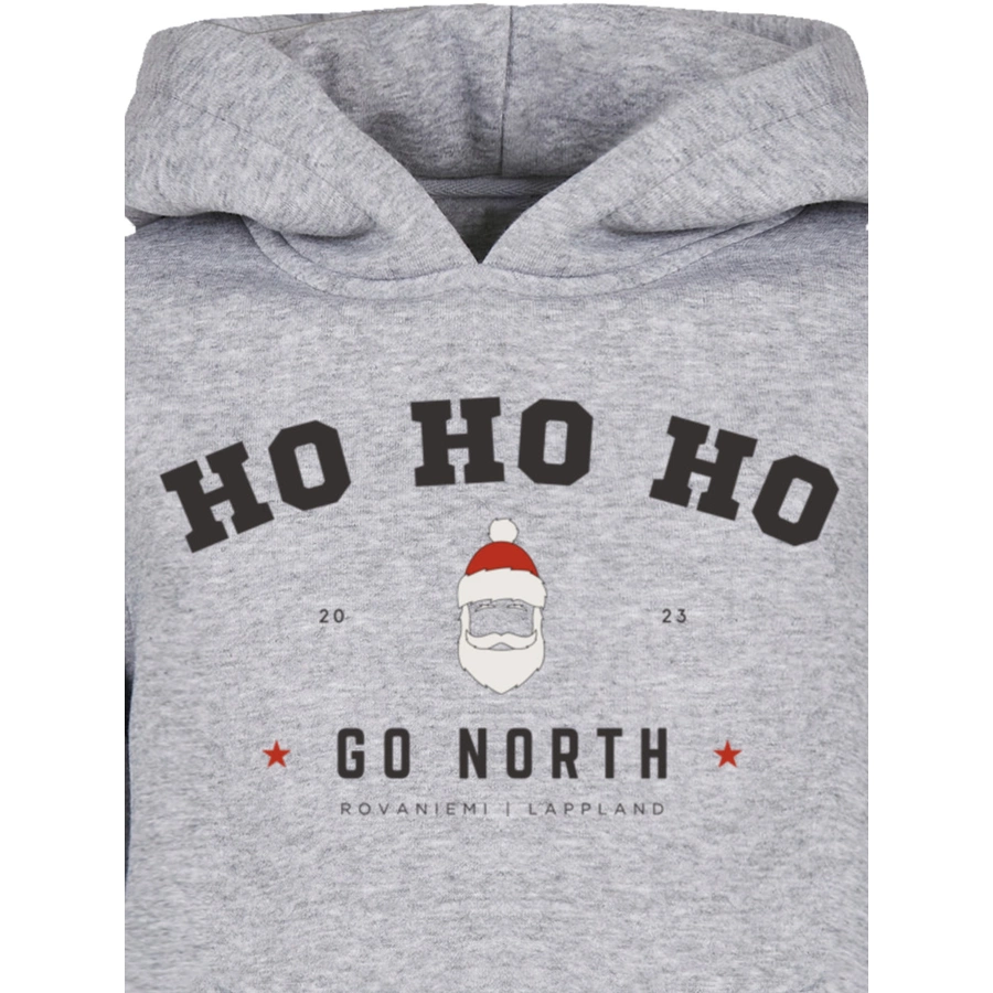 F4NT4STIC Basic Kids Hoodie Ho Ho Ho Santa Claus Weihnachten heathergrey