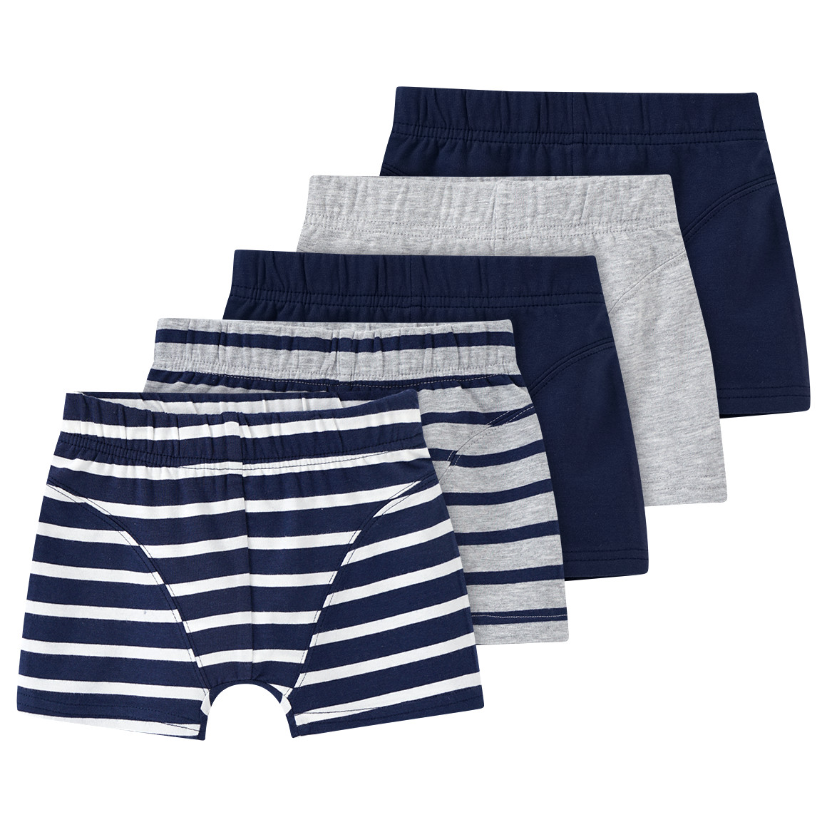 Famy 5 Jungen Boxer mit Bio Baumwolle dunkelblau / hellgrau / weiss