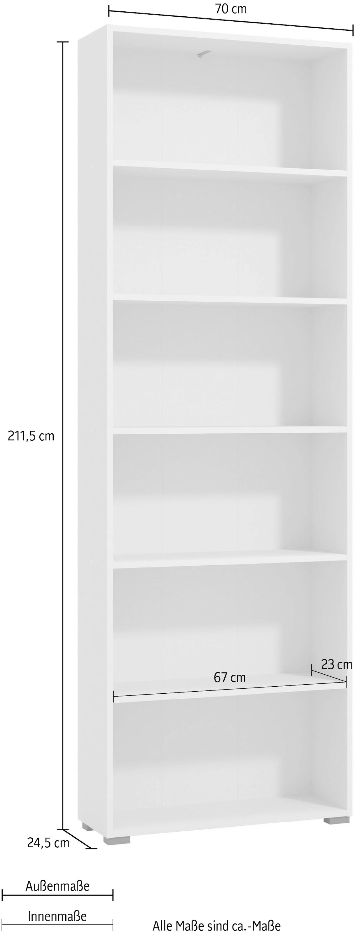 INOSIGN Aktenregal »Tomar 6« Bücherregal mit viel Stauraum, Masse (B/T/H): 70/24,5/211,5 cm