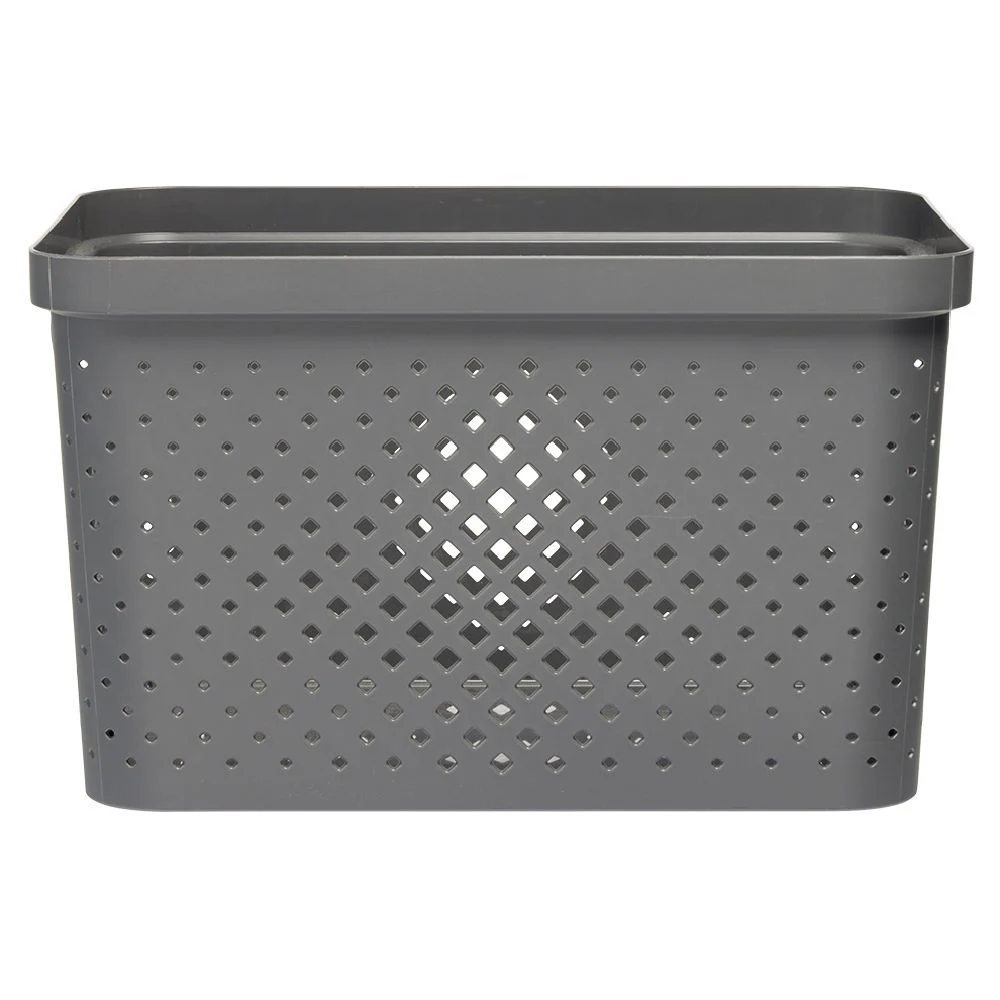 Panière bac de rangement ajouré gris 16 L