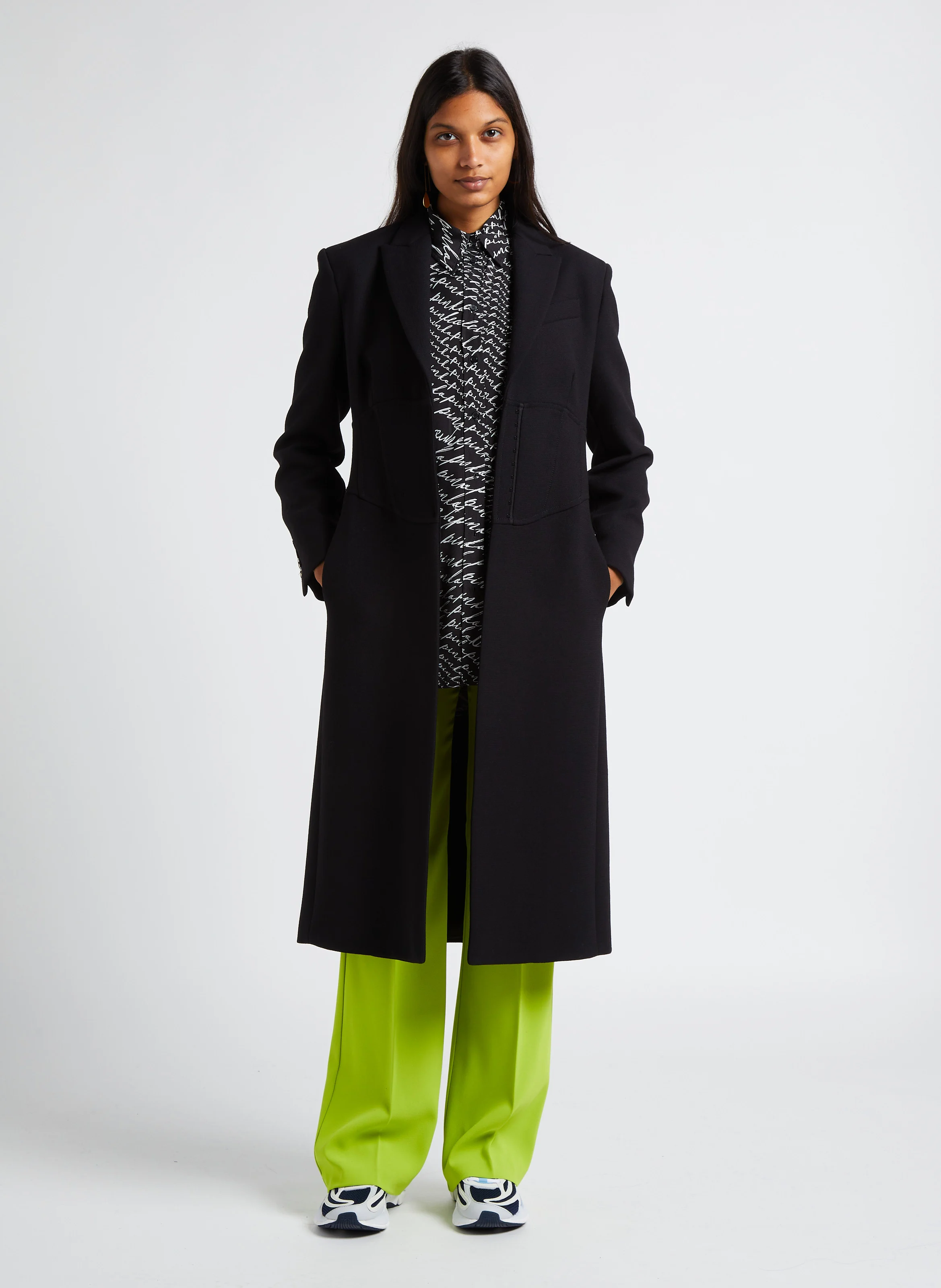 ETHERNET - Manteau col tailleur en laine mélangée| Noir