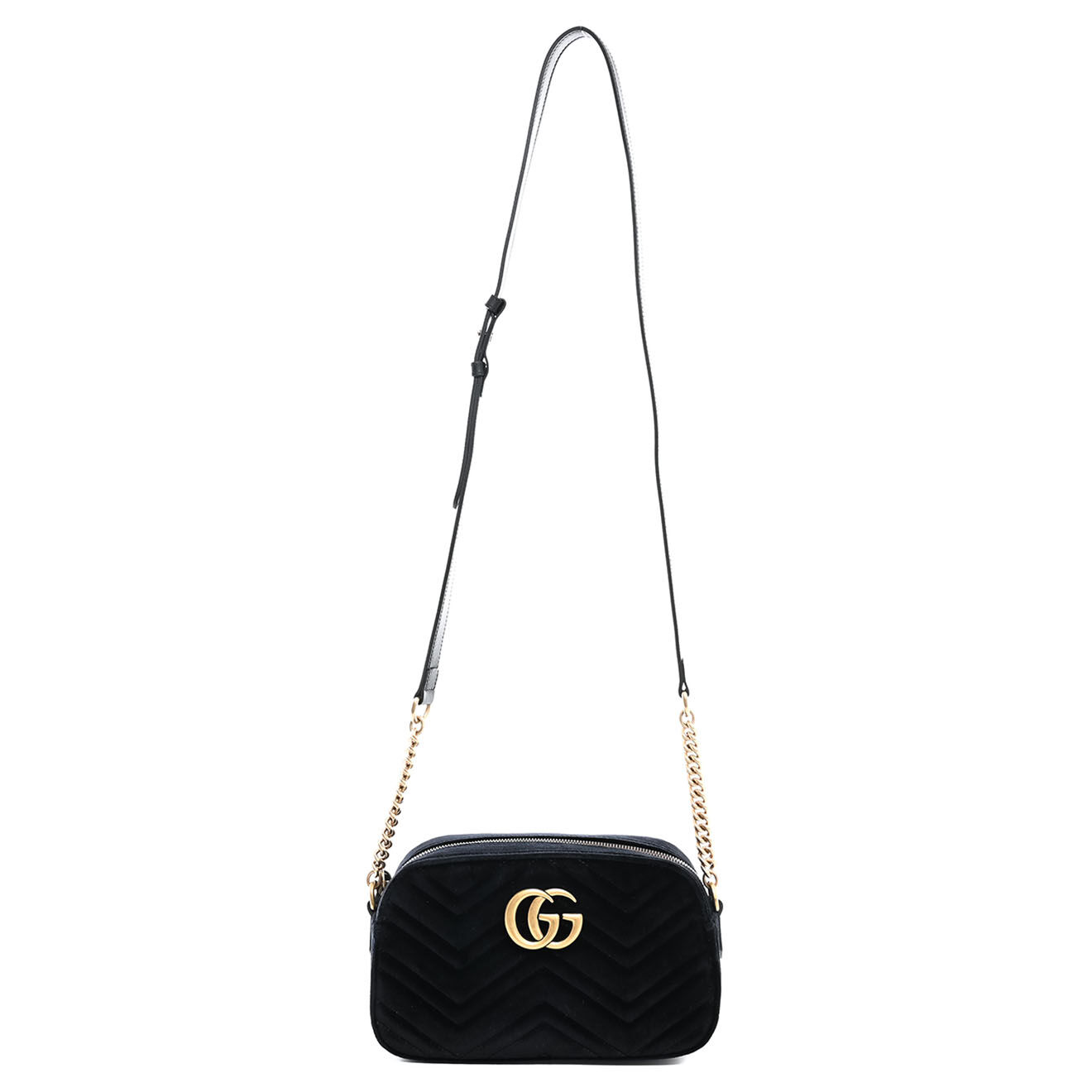 Gucci Sac bandoulière Marmont en Velours noir - Neuf sans étiquette - L.25 cm