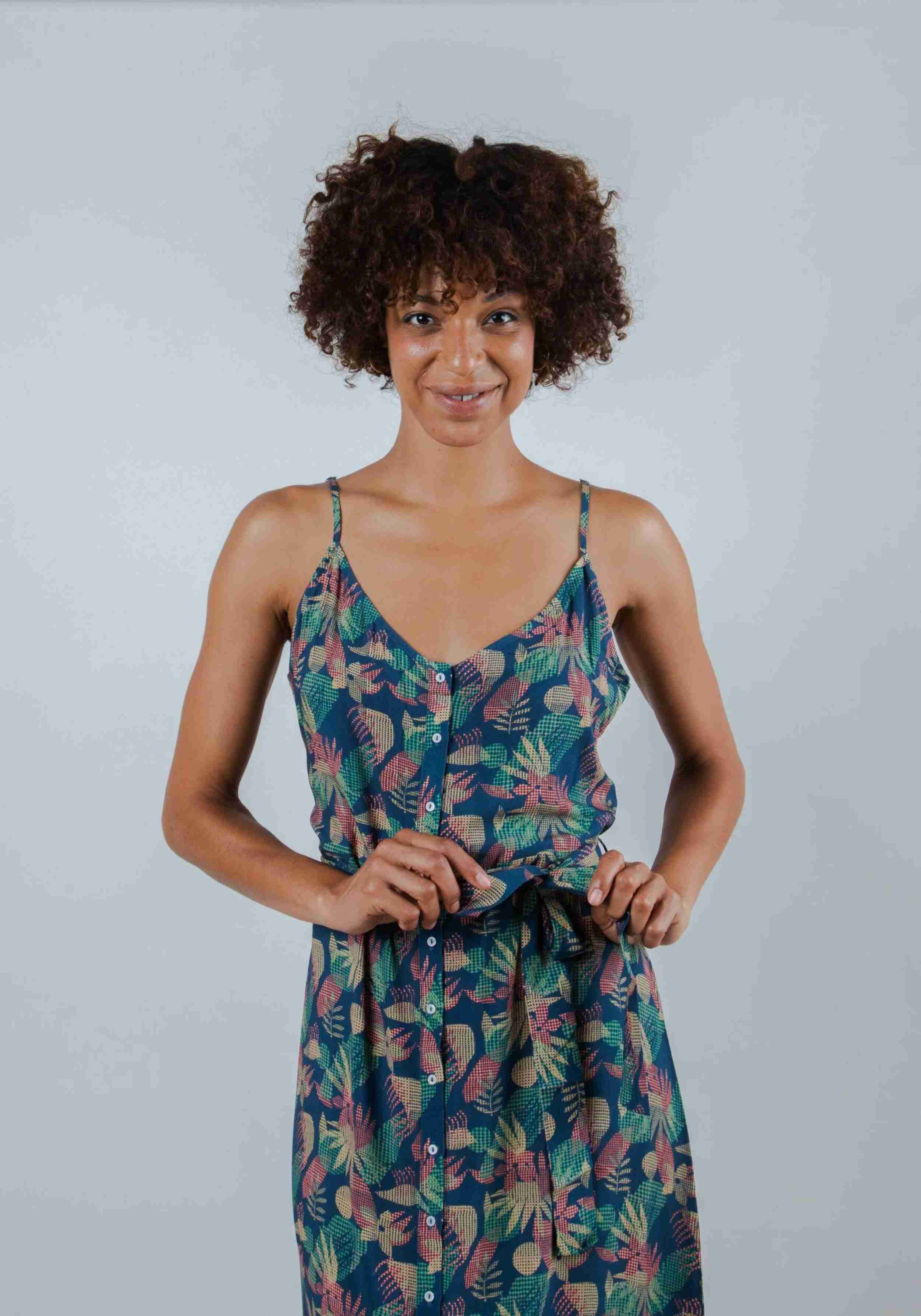 Brava Fabrics Kleid Flower Vishy Strap Dress Navy