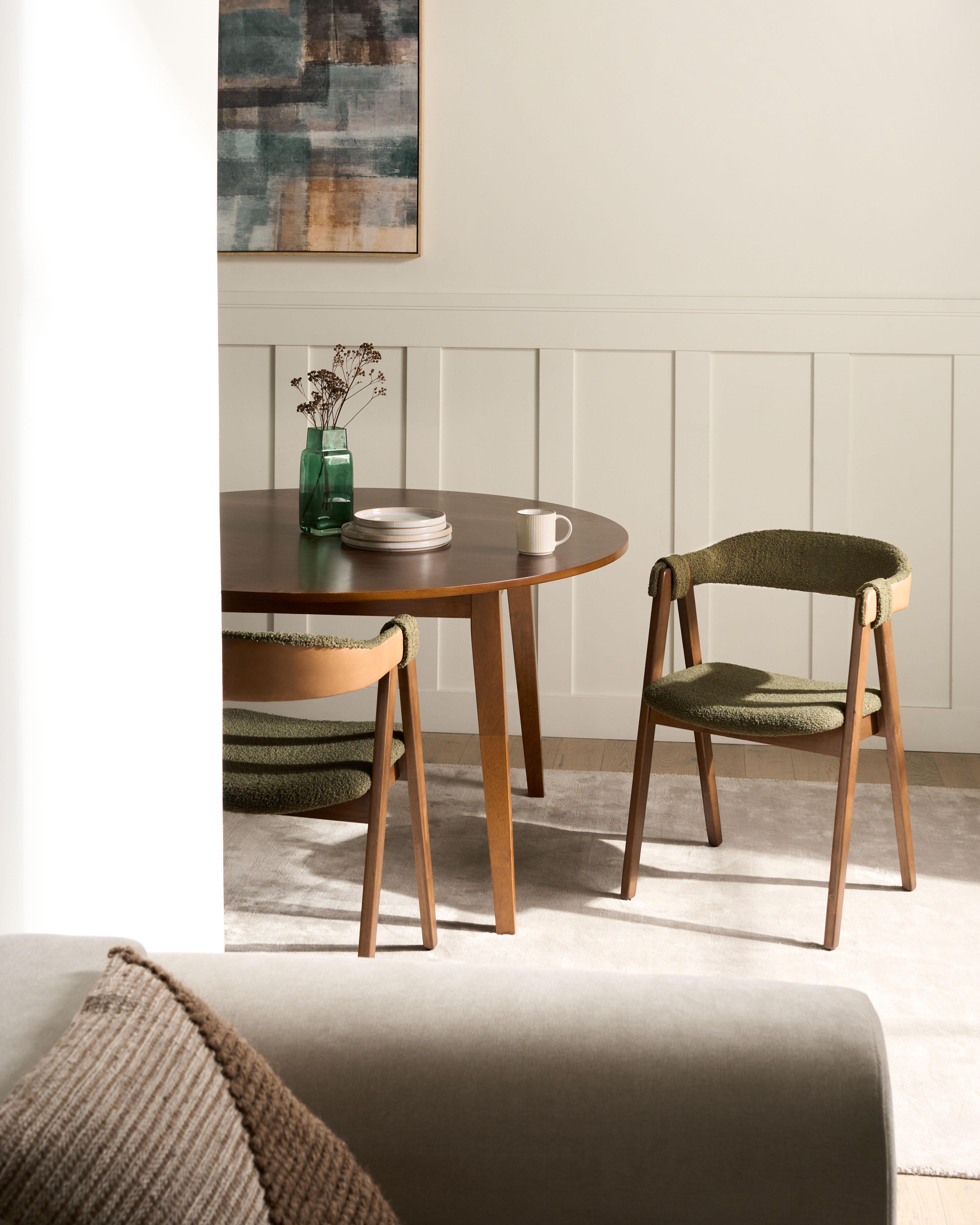 Set van 2 eetkamerstoelen DAY Bouclé Donkerbruin/groen