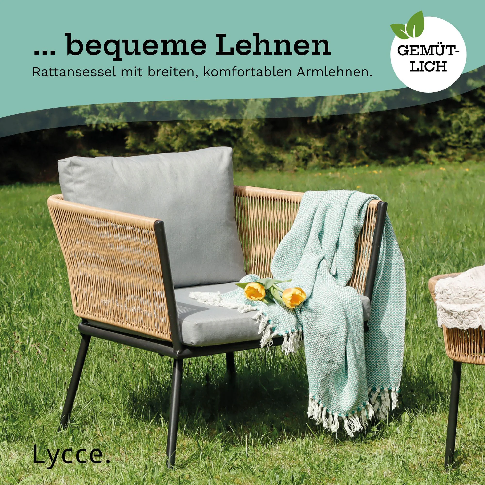Gartenmöbel Set ROCK-IT Balkonmöbel Set 3 teilig aus Polyrattan