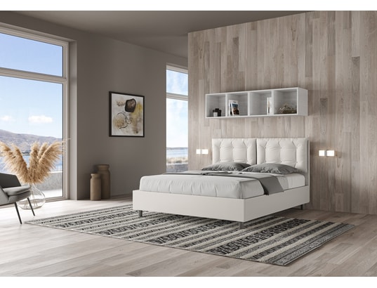 ITYHOME - Lit coffre annalisa 160x200 similicuir blanc