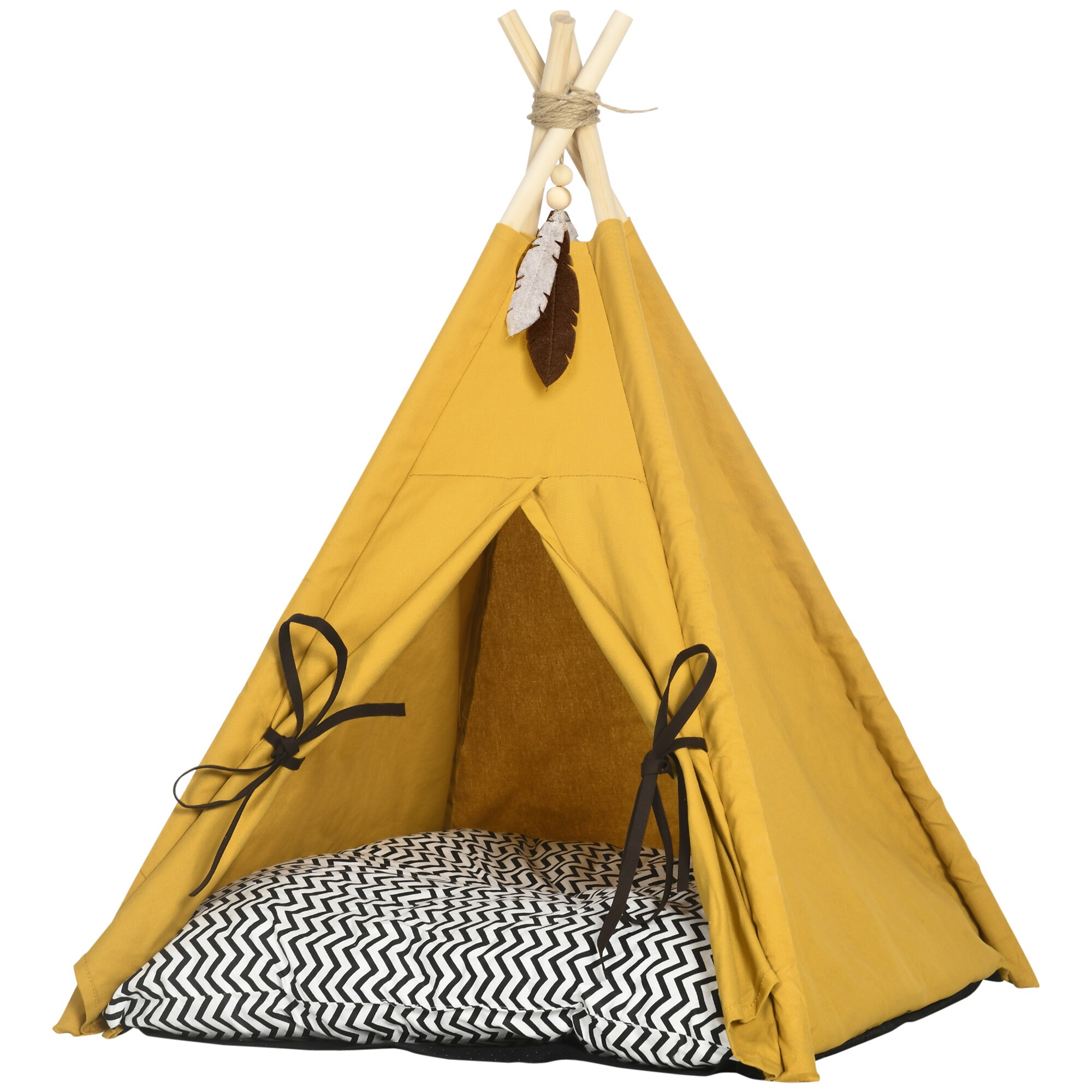 PawHut Katzenzelt mit Kissen gelb 60L x 60B x 76H cm