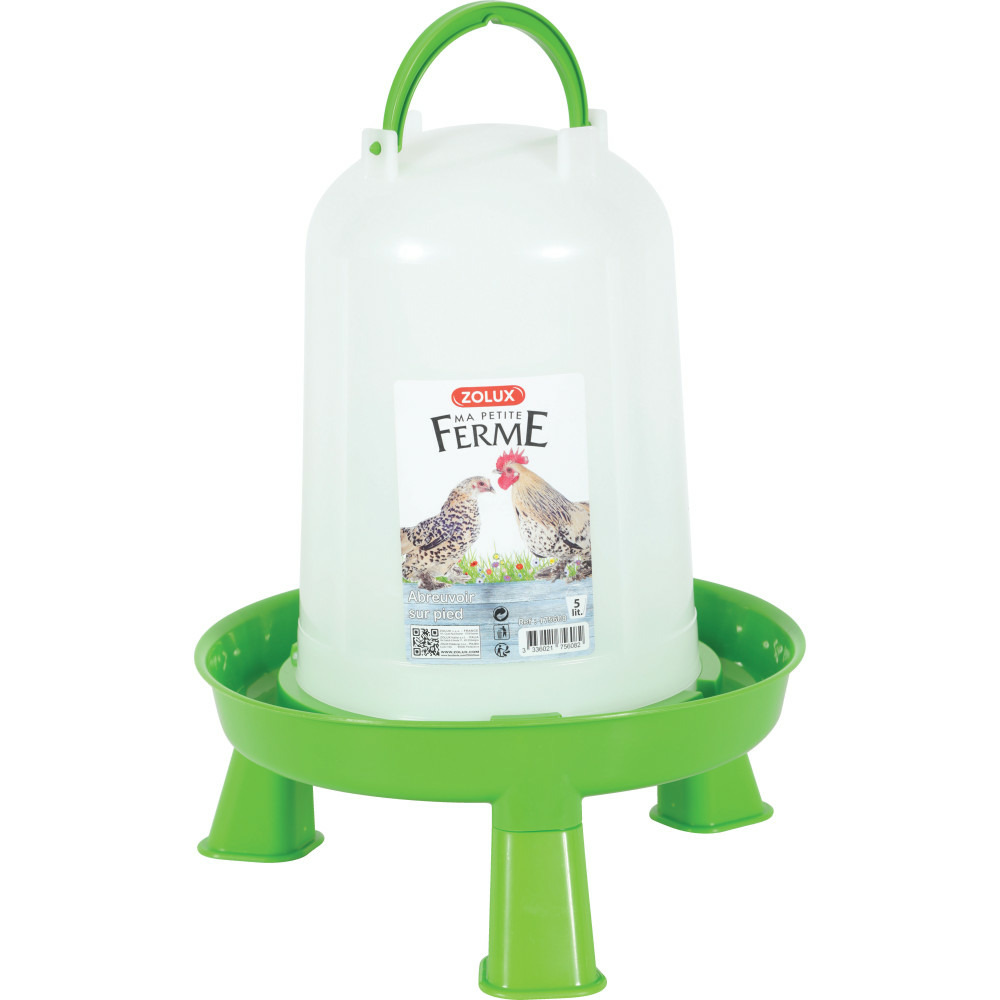 Abreuvoir en plastique avec pieds capacité 5 litres basse cour